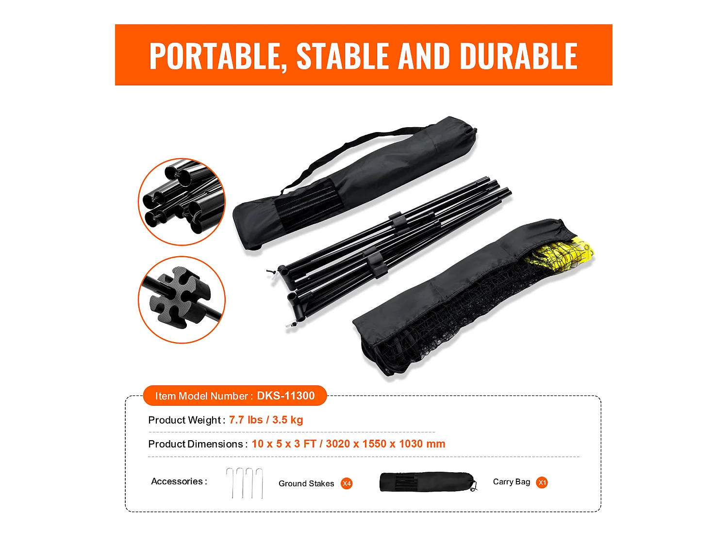 Filet de Badminton, SucceBuy Ensemble de Filet de Badminton de 3,02 m, Filet Multisports Portable, Réglable pour Jouer en Plein Air