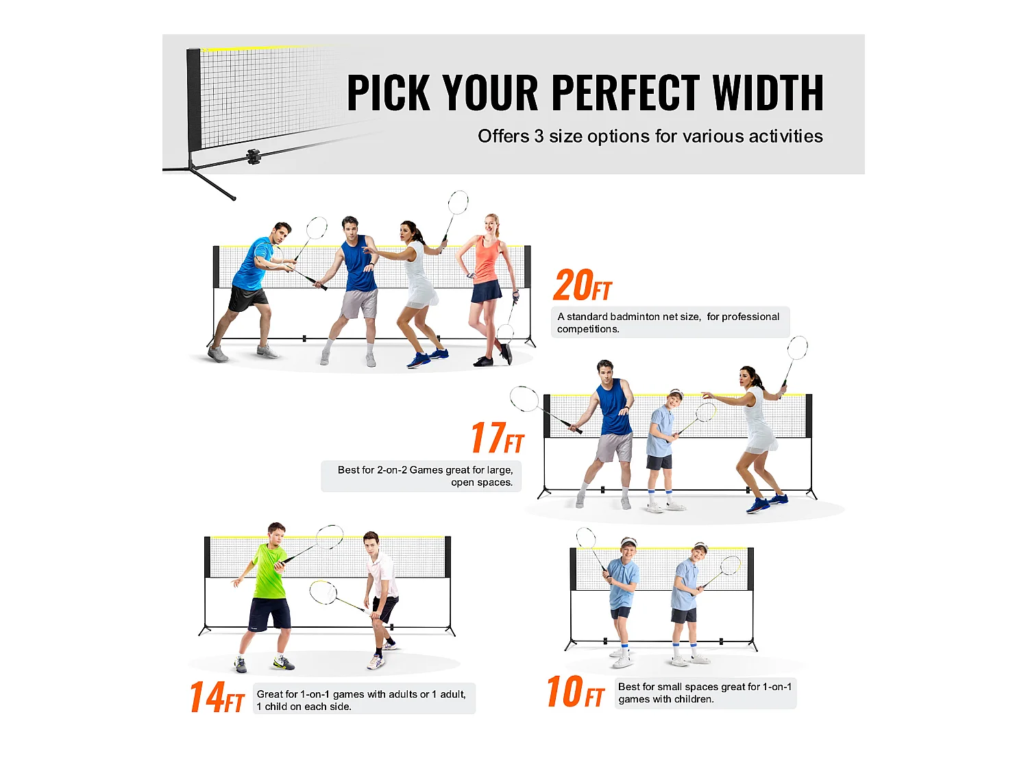 Filet de Badminton, SucceBuy Ensemble de Filet de Badminton de 3,02 m, Filet Multisports Portable, Réglable pour Jouer en Plein Air