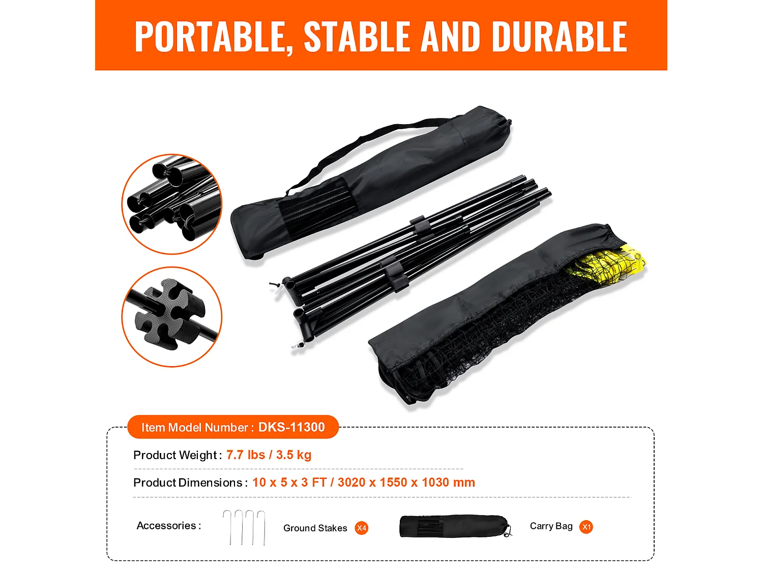 Filet de Badminton, SucceBuy Ensemble de Filet de Badminton de 3,02 m, Filet Multisports Portable, Réglable pour Jouer en Plein Air