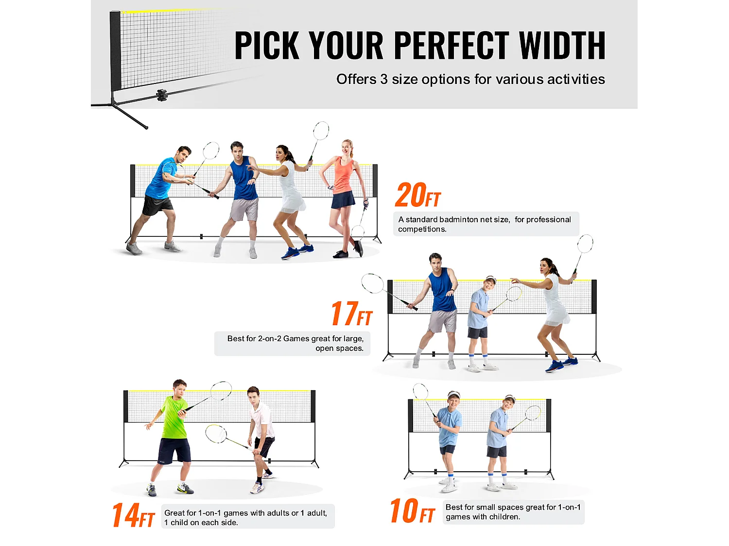 Filet de Badminton, SucceBuy Ensemble de Filet de Badminton de 3,02 m, Filet Multisports Portable, Réglable pour Jouer en Plein Air