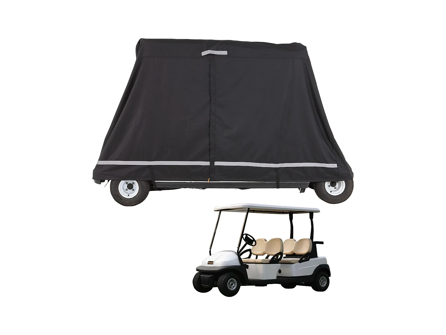 Housse de Voiturette SucceBuy de Golf 4 Passagers 600D Imperméable et Universelle, Ajustement Universel pour la Plupart des Voitures de Club