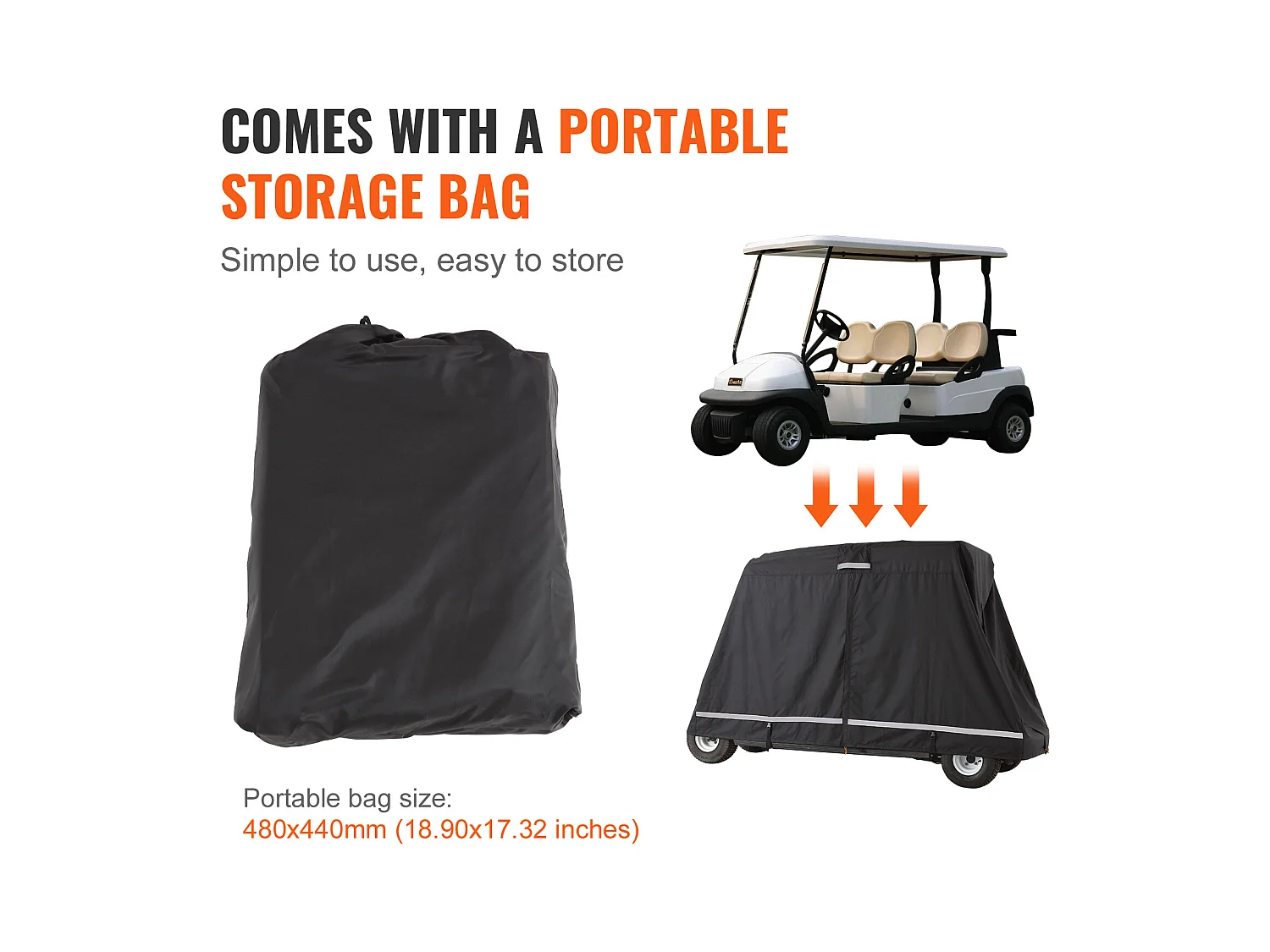 Housse de Voiturette SucceBuy de Golf 4 Passagers 600D Imperméable et Universelle, Ajustement Universel pour la Plupart des Voitures de Club