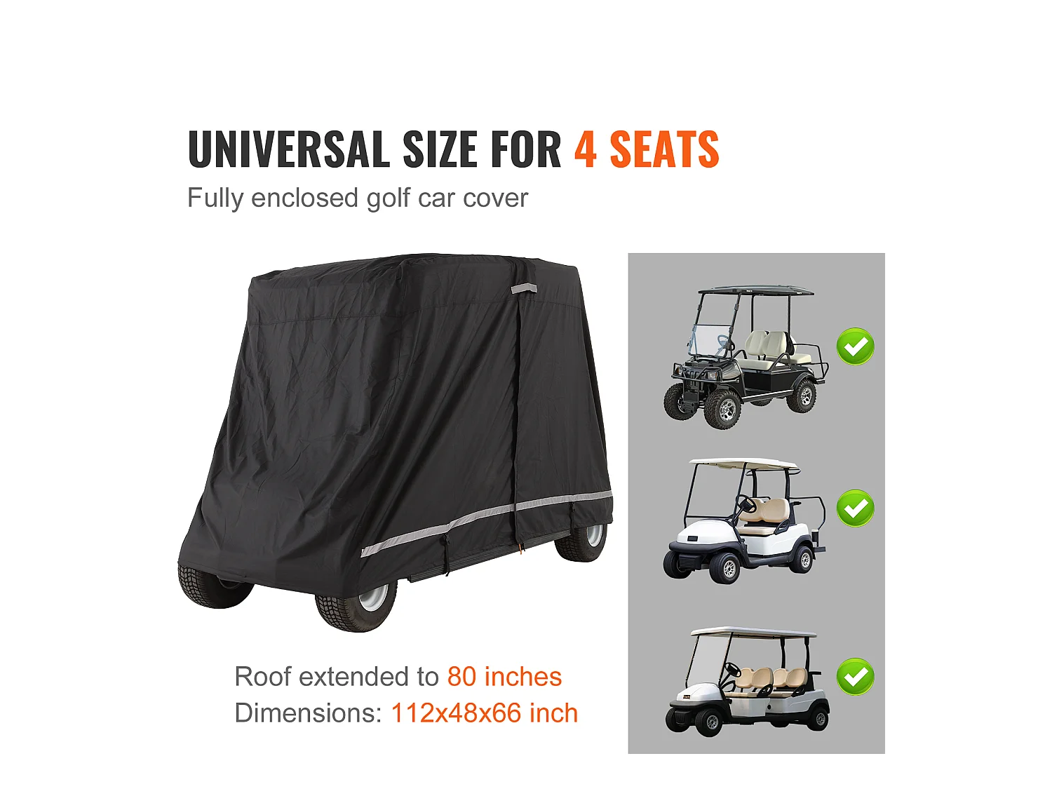 Housse de Voiturette SucceBuy de Golf 4 Passagers 600D Imperméable et Universelle, Ajustement Universel pour la Plupart des Voitures de Club