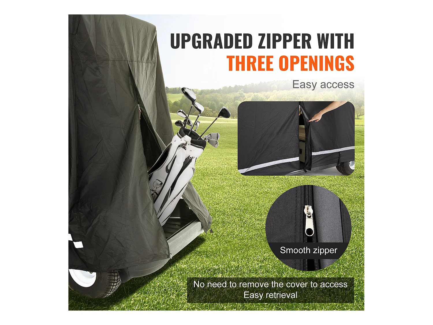 Housse de Voiturette SucceBuy de Golf 4 Passagers 600D Imperméable et Universelle, Ajustement Universel pour la Plupart des Voitures de Club