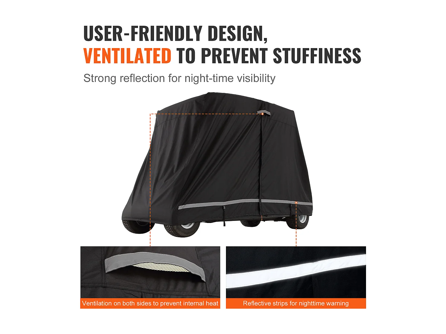 Housse de Voiturette SucceBuy de Golf 4 Passagers 600D Imperméable et Universelle, Ajustement Universel pour la Plupart des Voitures de Club