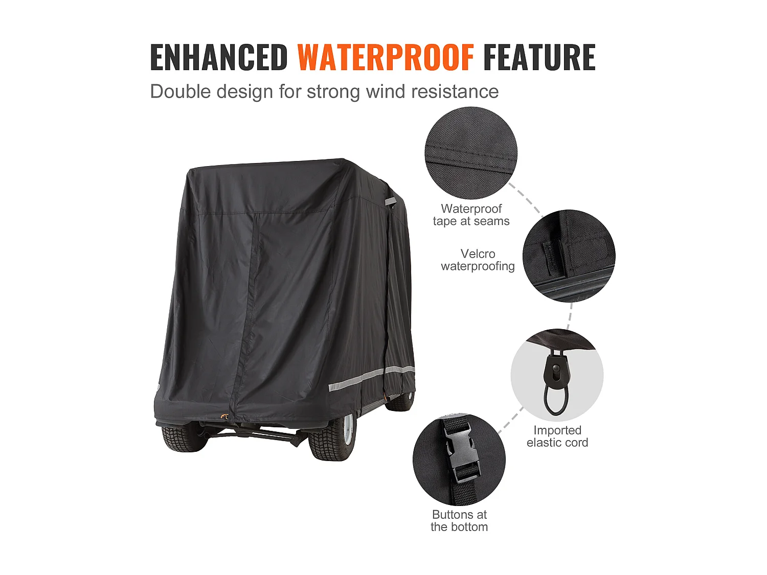 Housse de Voiturette SucceBuy de Golf 4 Passagers 600D Imperméable et Universelle, Ajustement Universel pour la Plupart des Voitures de Club