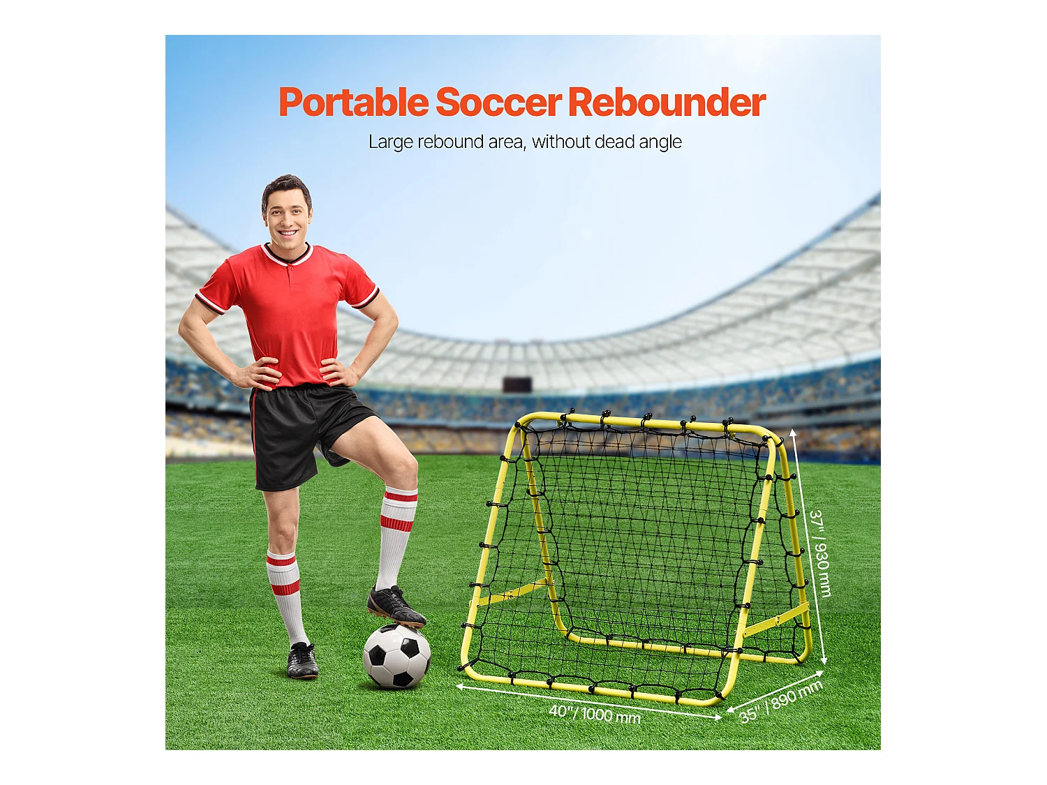 Siatka do Odbijania Piłki Nożnej SucceBuy Soccer Rebound Net 114 x 89 x 94 cm Przenośny Prezent Treningowy dla Każdego