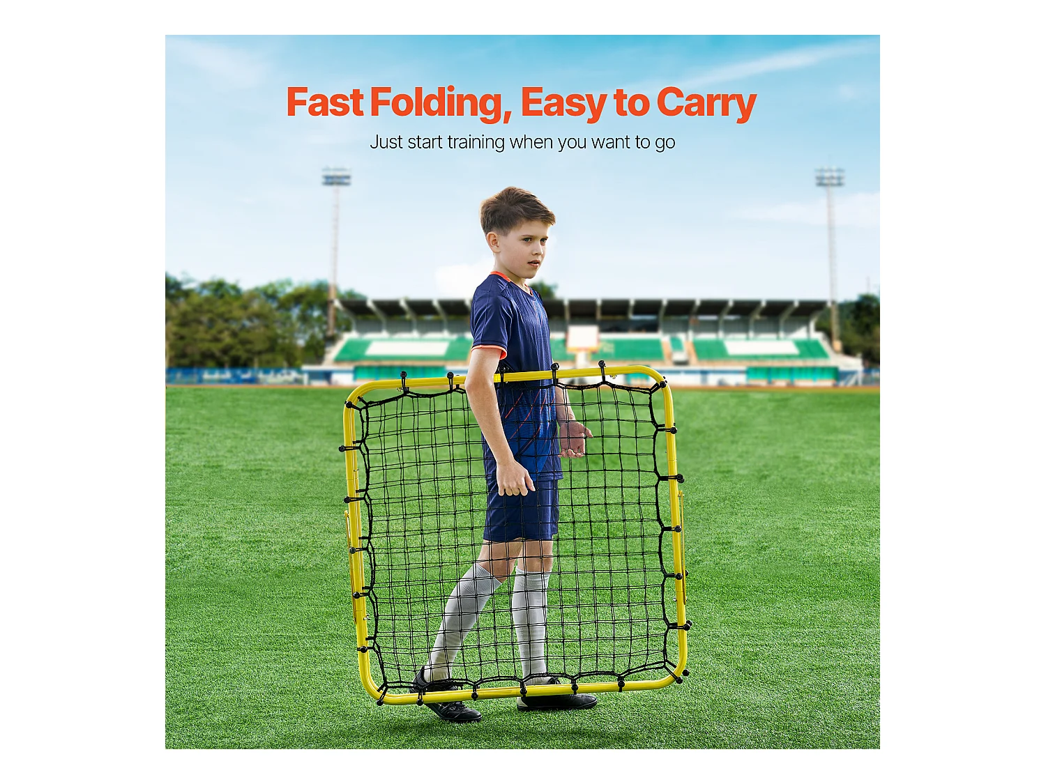 Siatka do Odbijania Piłki Nożnej SucceBuy Soccer Rebound Net 114 x 89 x 94 cm Przenośny Prezent Treningowy dla Każdego