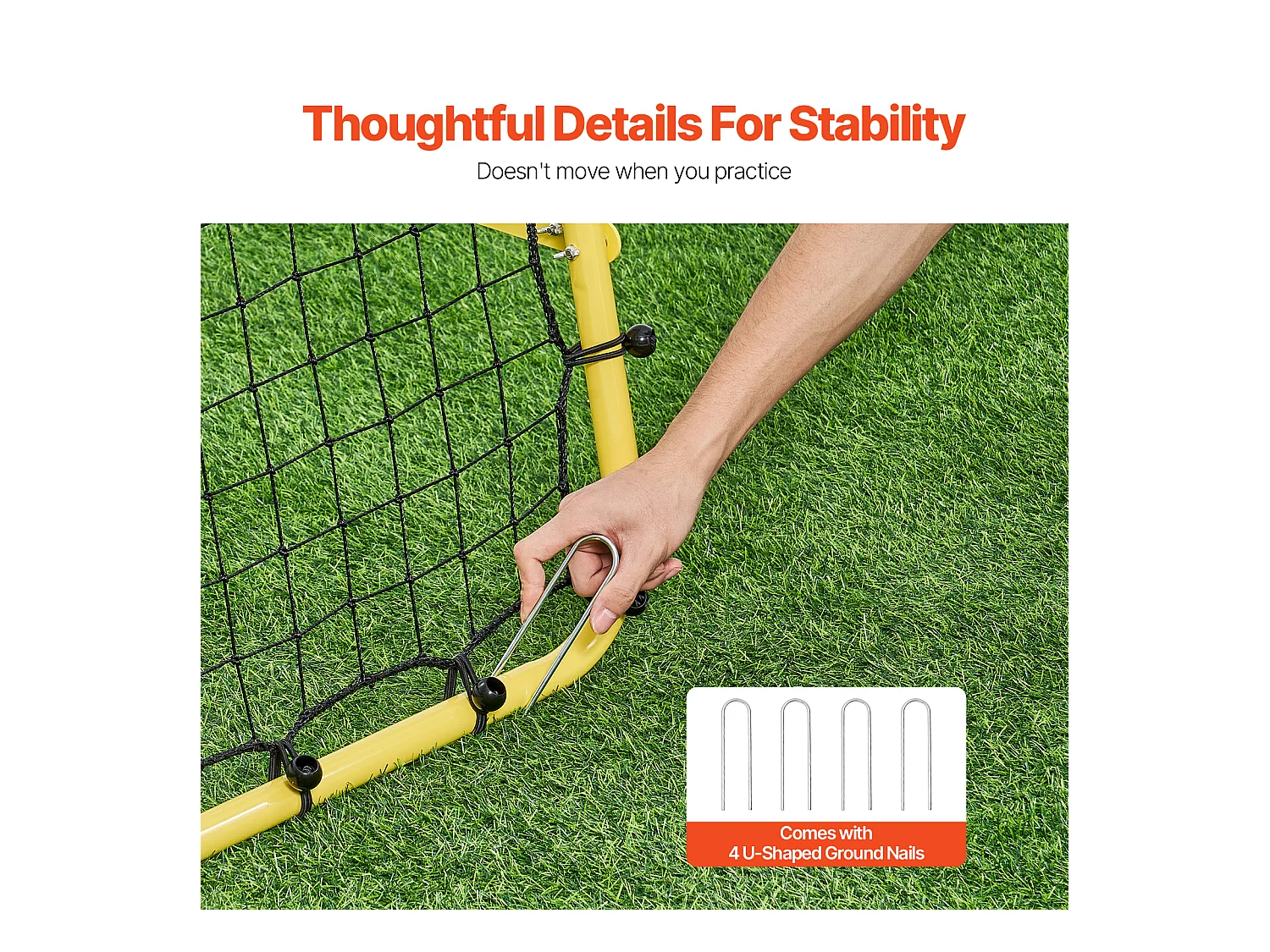 Siatka do Odbijania Piłki Nożnej SucceBuy Soccer Rebound Net 114 x 89 x 94 cm Przenośny Prezent Treningowy dla Każdego