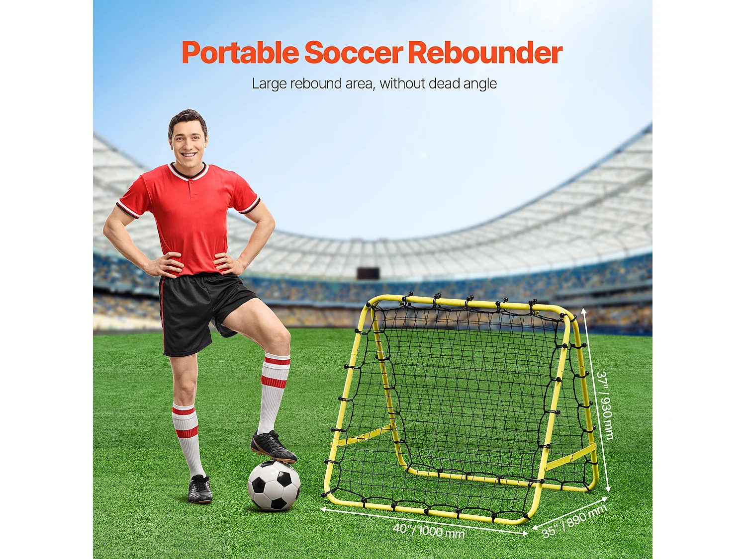 Red de Rebote de Fútbol SucceBuy Red de Rebote de 114 x 89 x 94 cm, Regalo de Entrenamiento Portátil para Todos