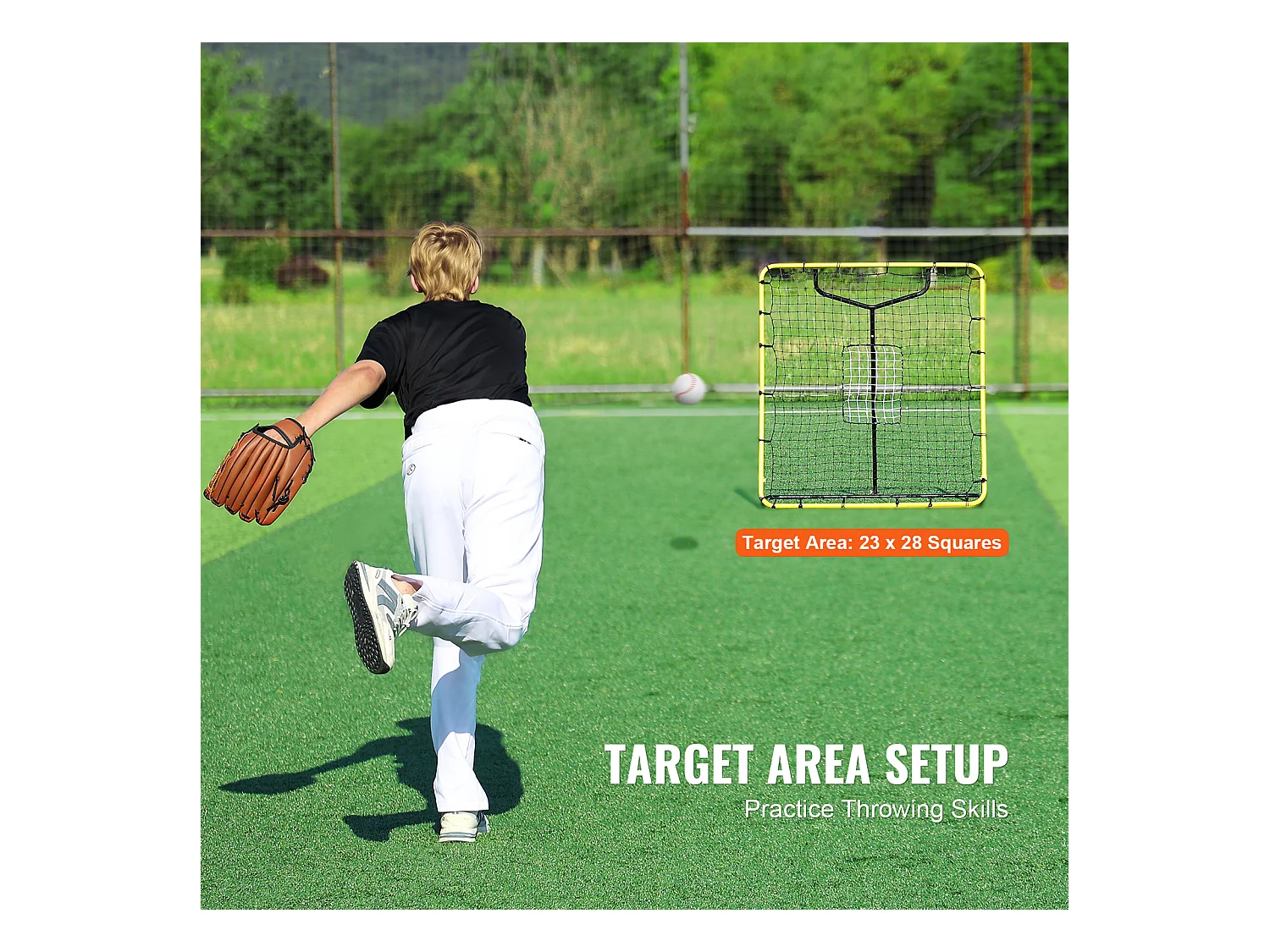 Filet de Rebond SucceBuy pour Baseball et Softball, 122 x 137 cm, avec Angles Réglables, pour l'Entraînement au Terrain et au Lancer