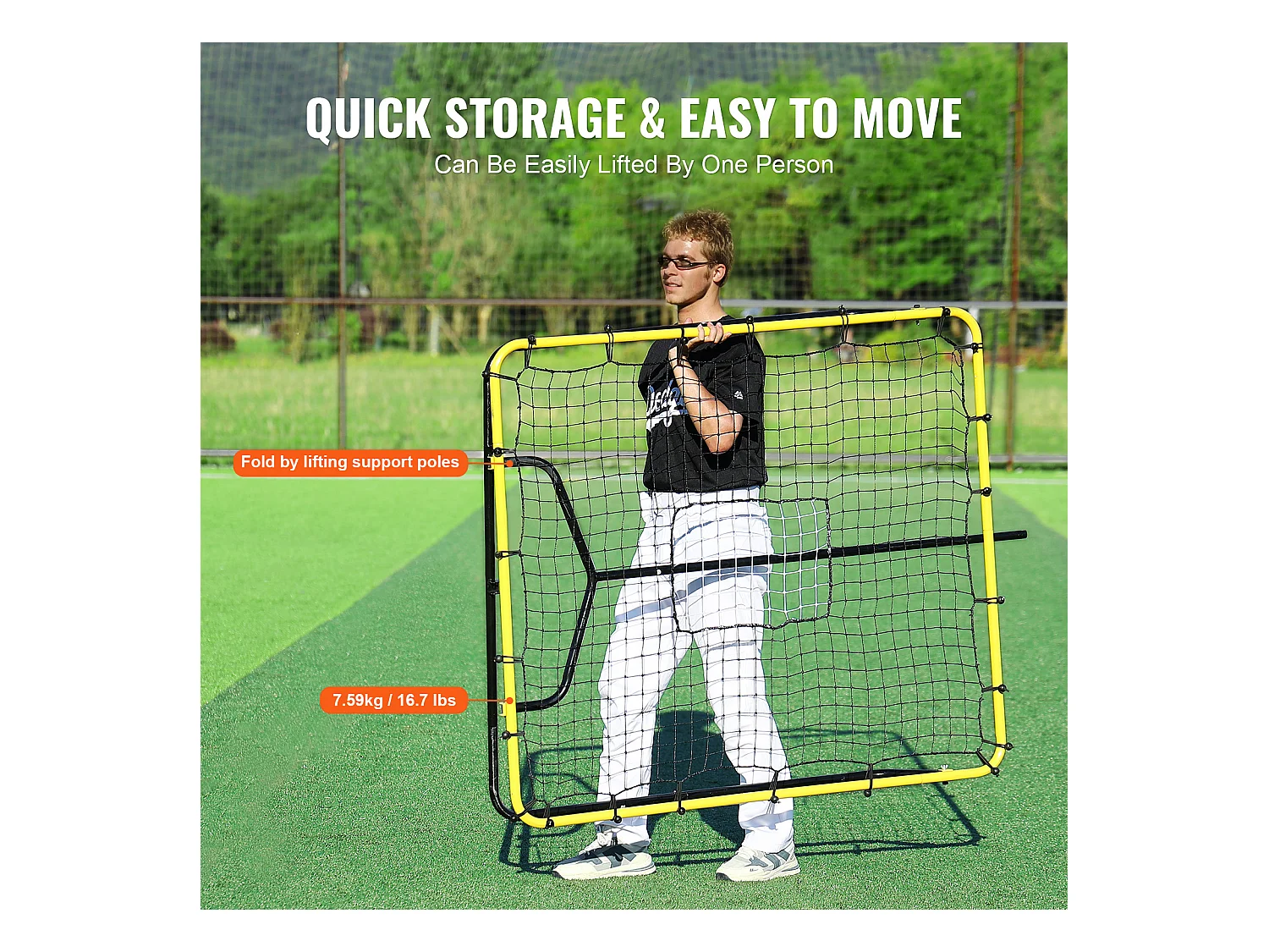 Filet de Rebond SucceBuy pour Baseball et Softball, 122 x 137 cm, avec Angles Réglables, pour l'Entraînement au Terrain et au Lancer