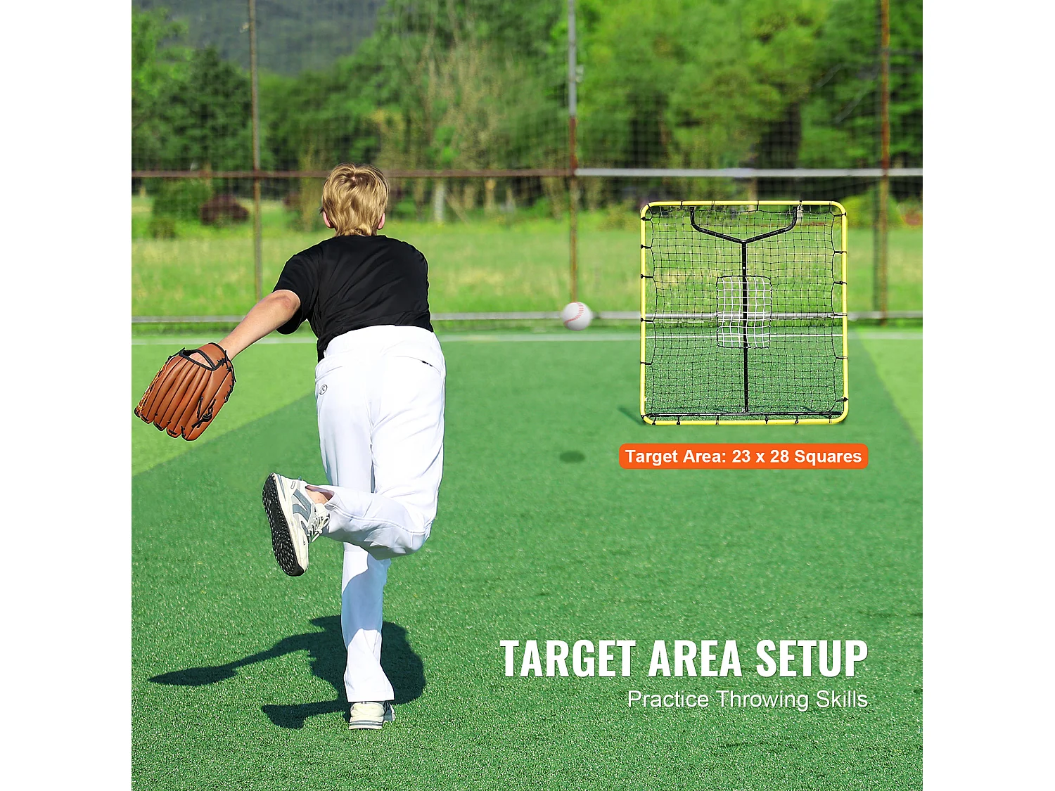 Filet de Rebond SucceBuy pour Baseball et Softball, 122 x 137 cm, avec Angles Réglables, pour l'Entraînement au Terrain et au Lancer