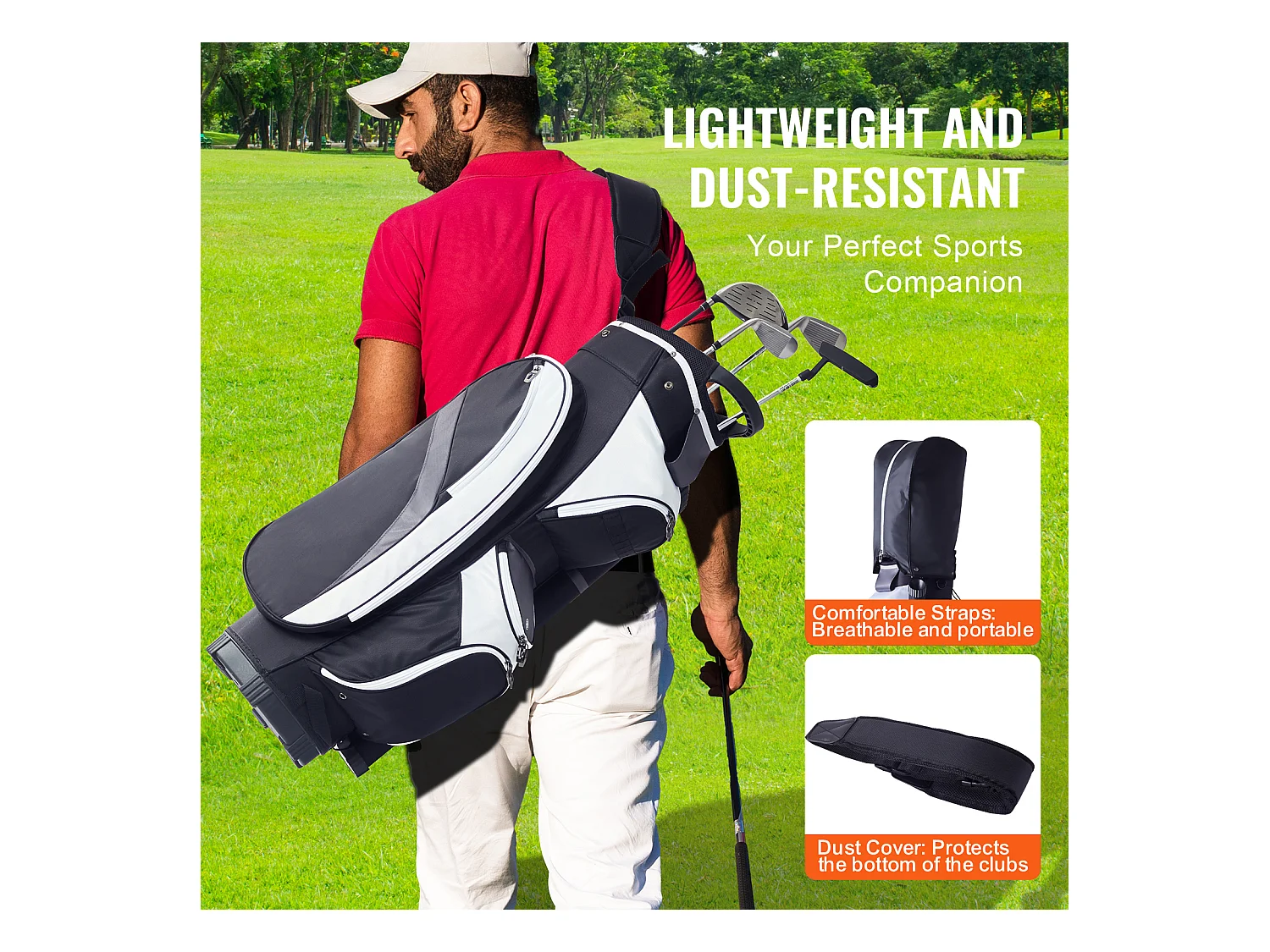 Torba Golfowa na Wózek SucceBuy 91,44 cm 14 Przegródek Wiele Kieszeni Czarna