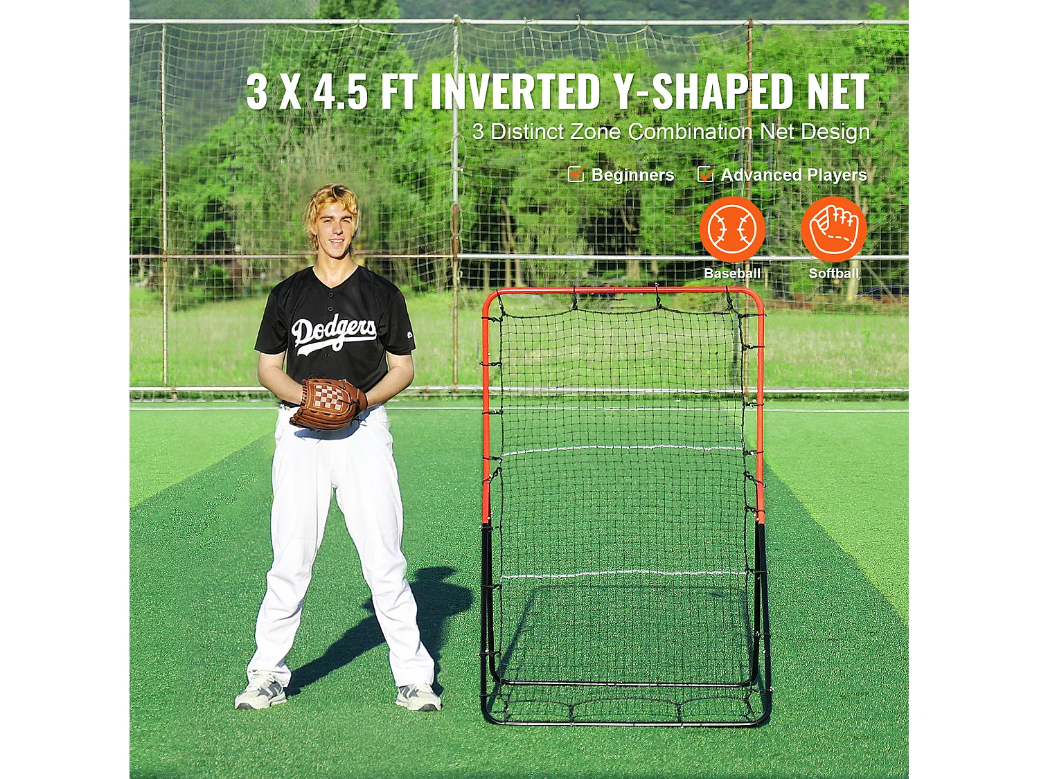 Red de Rebote SucceBuy para Béisbol y Softbol, 91 x 137 cm, 3 Vías, para el Entrenamiento en Campo y Lanzamiento
