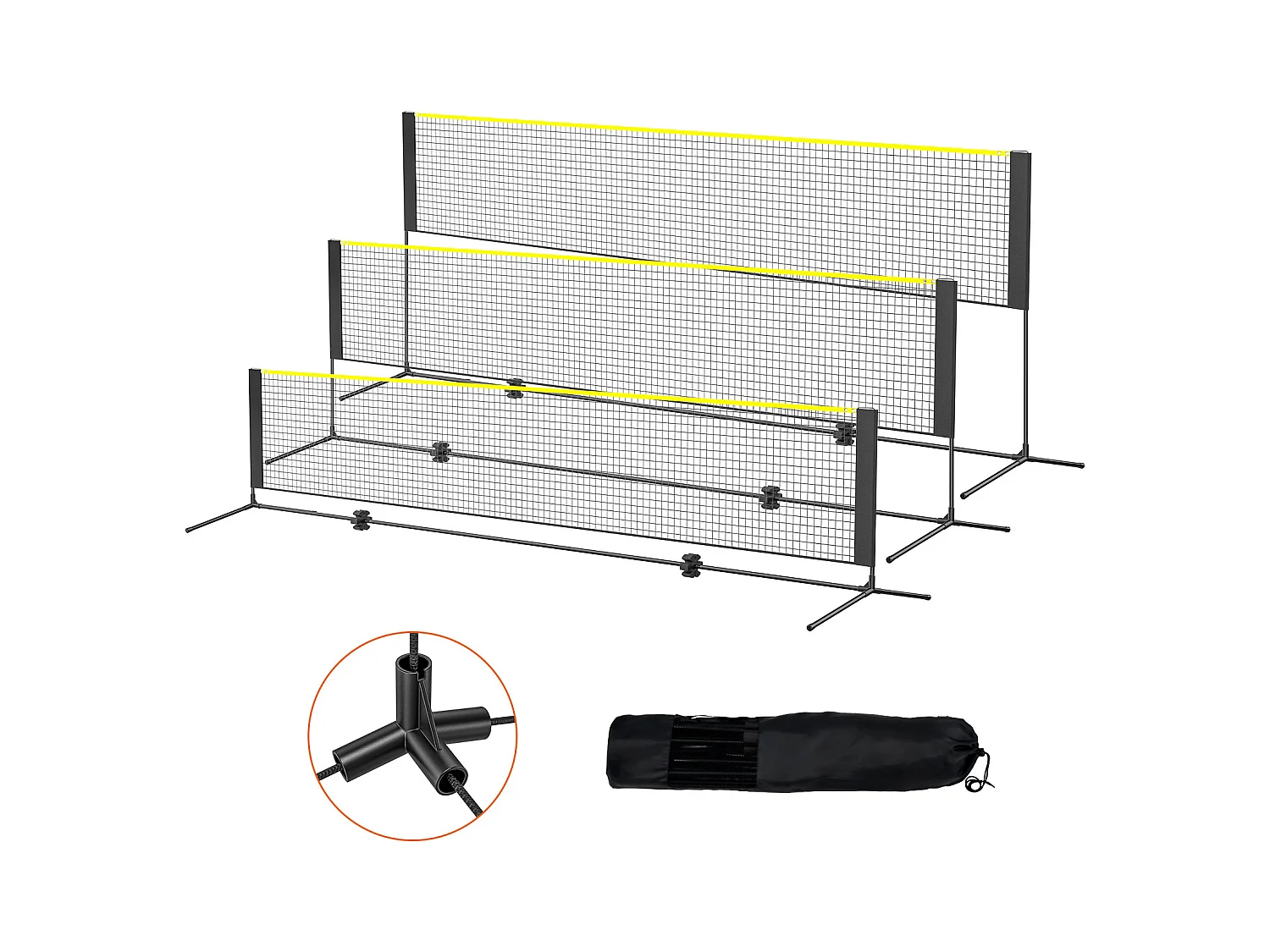 Filet de Badminton SucceBuy de Ensemble, 427 cm, Filet de Tennis de Pickleball de Volley-Ball Extérieur Portable