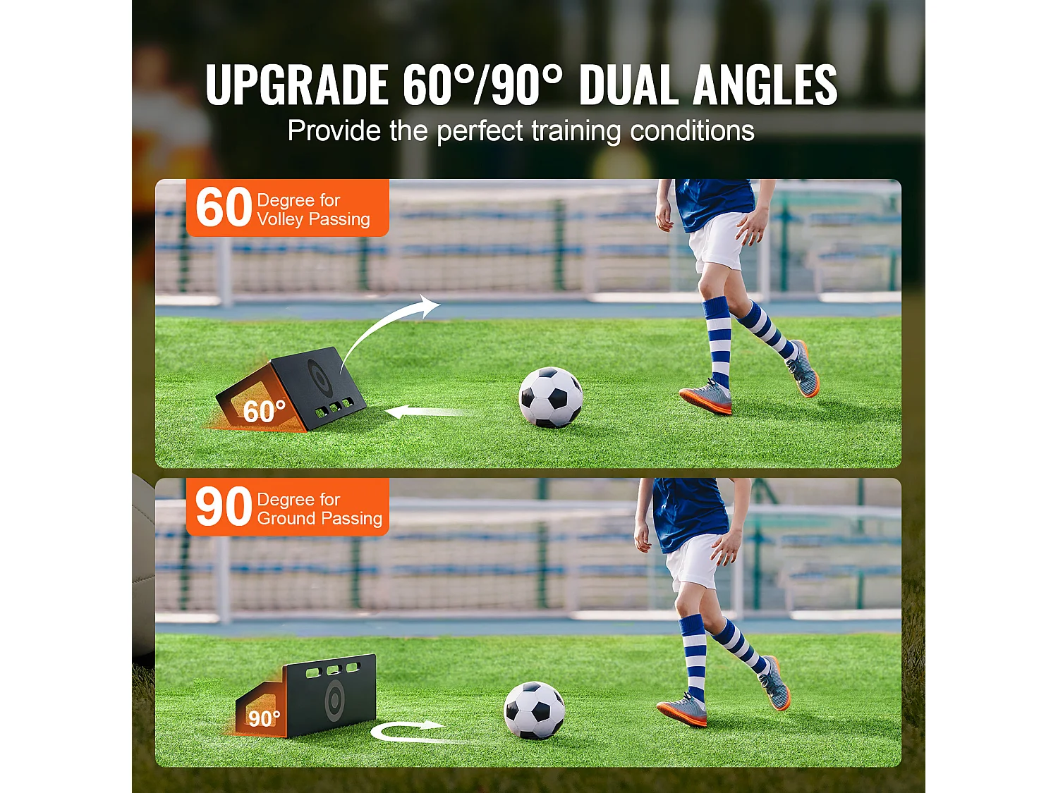 Filet de Rebond de Football SucceBuy Planche de Rebond de Soccer 81 x 30 cm, Mur Portable avec 2 Angles Réglables