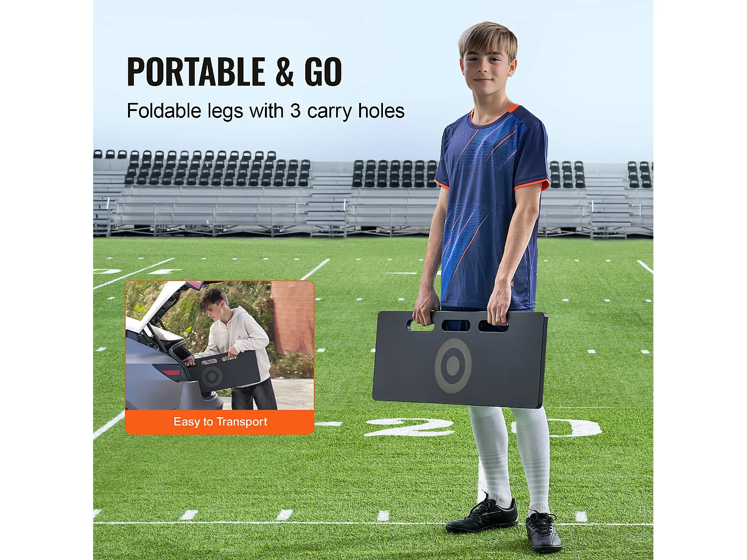 Filet de Rebond de Football SucceBuy Planche de Rebond de Soccer 81 x 30 cm, Mur Portable avec 2 Angles Réglables