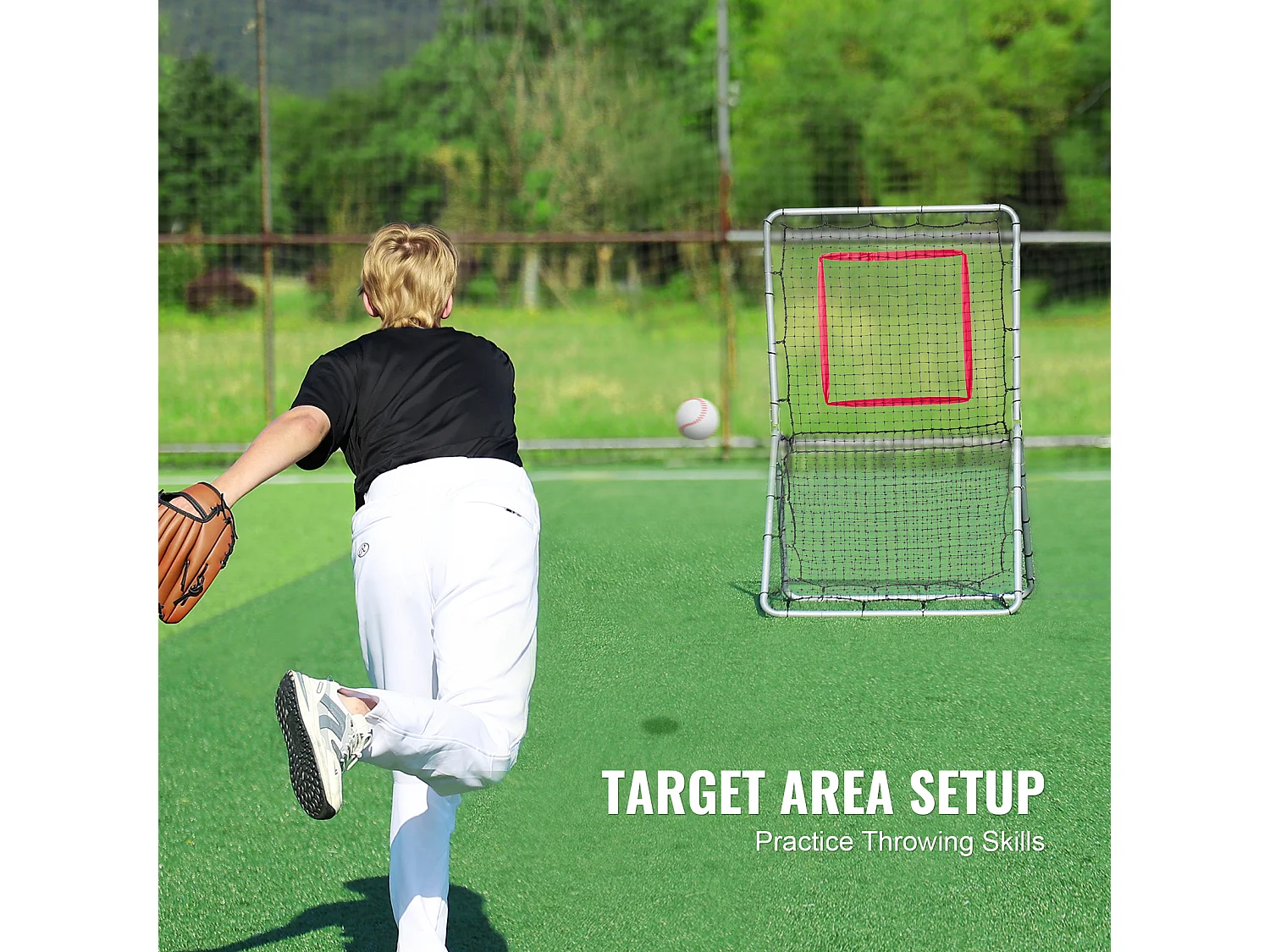 Baseball Softball SucceBuy Reboundnet, 110 x 180 cm, met 5 Regelbare Hoeken, voor Veld- en Werptraining