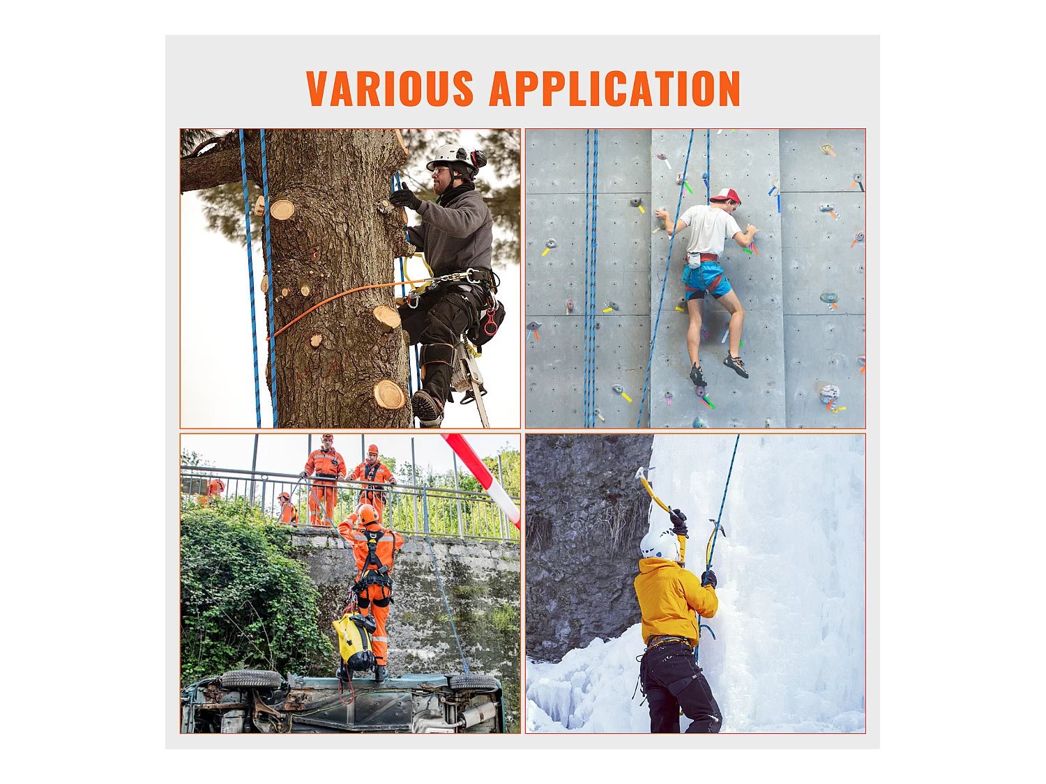 Corde d'Escalade Statique SucceBuy, 12,7 mm, 38 m, Bleue pour Escalade en Extérieur