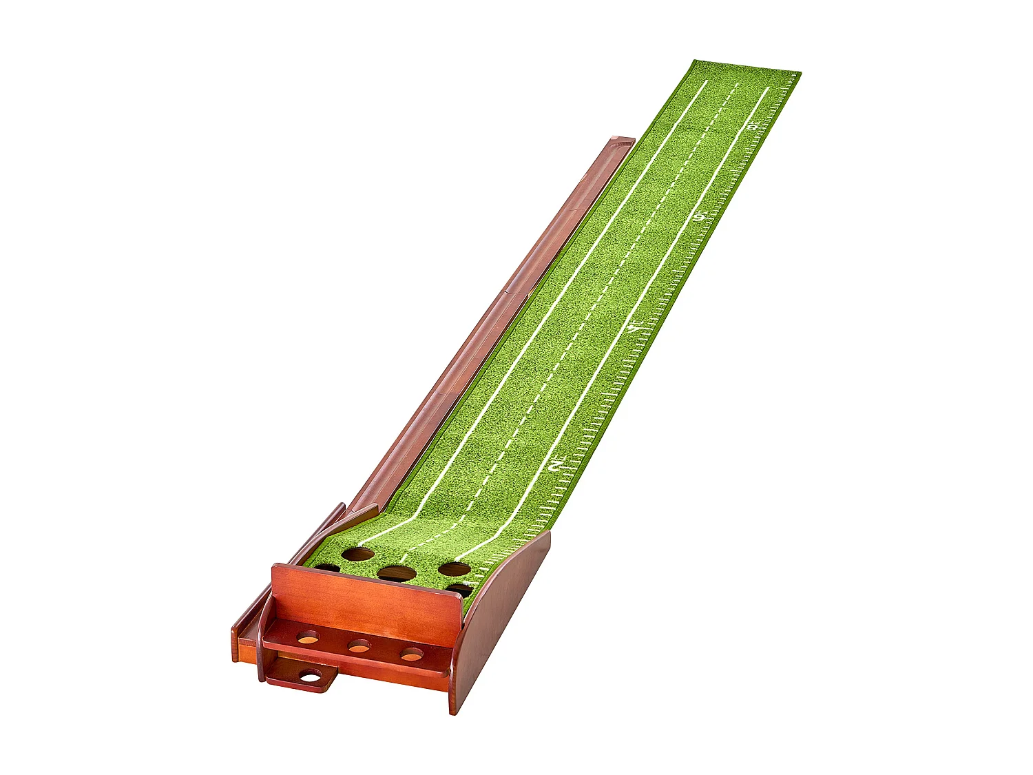 Golf Matte SucceBuy 5 Löcher, Indoor Golf Green, Automatischer Ballrücklauf, Ausrichtungsführung, Holzuntergrund, Hilft beim Golf Training