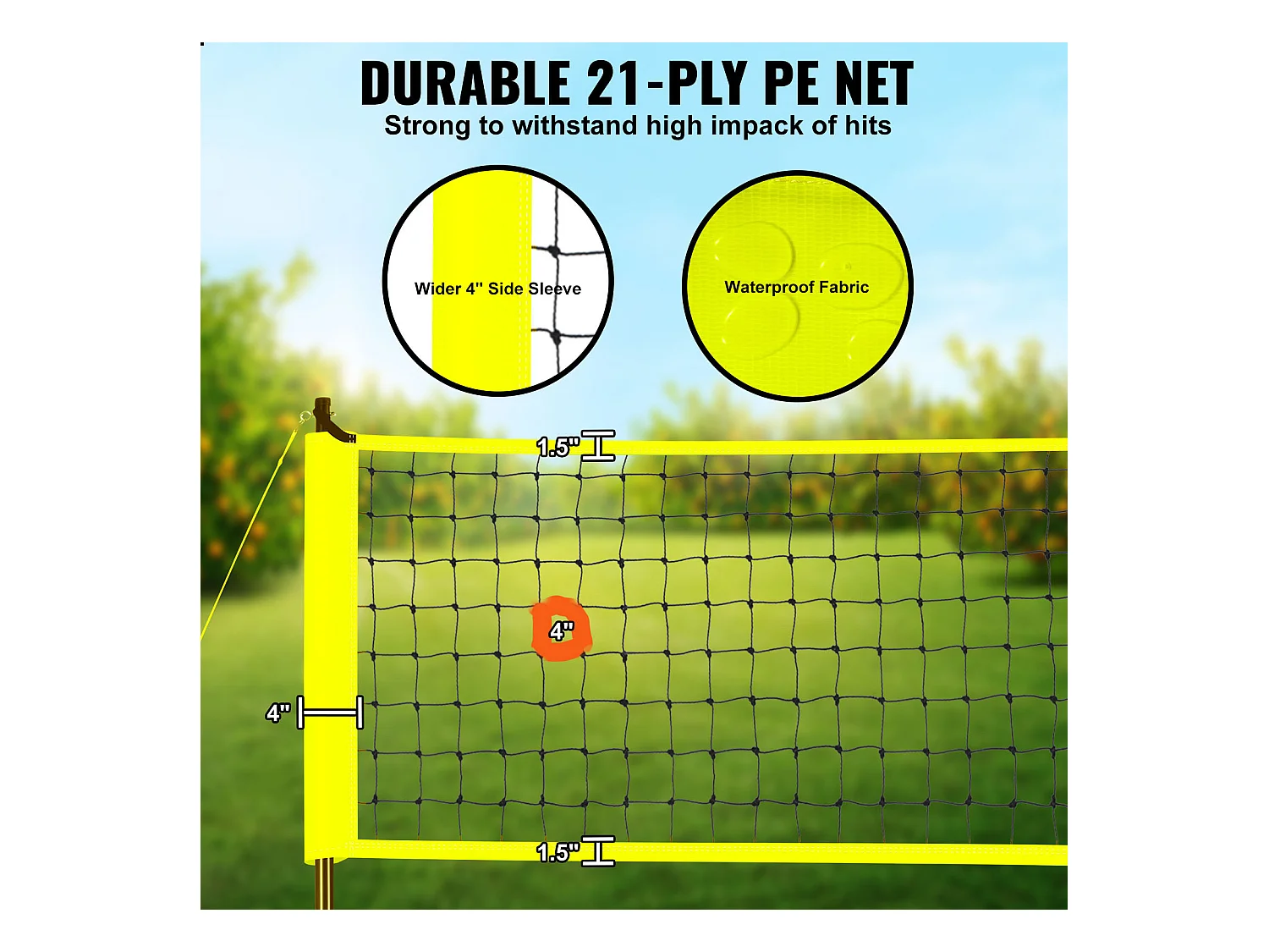 Filet de Volley-Ball SucceBuy Portable D'extérieur de Système, avec Poteaux à Hauteur Réglable, sac de Transport pour Jardin, Plage, Pelouse