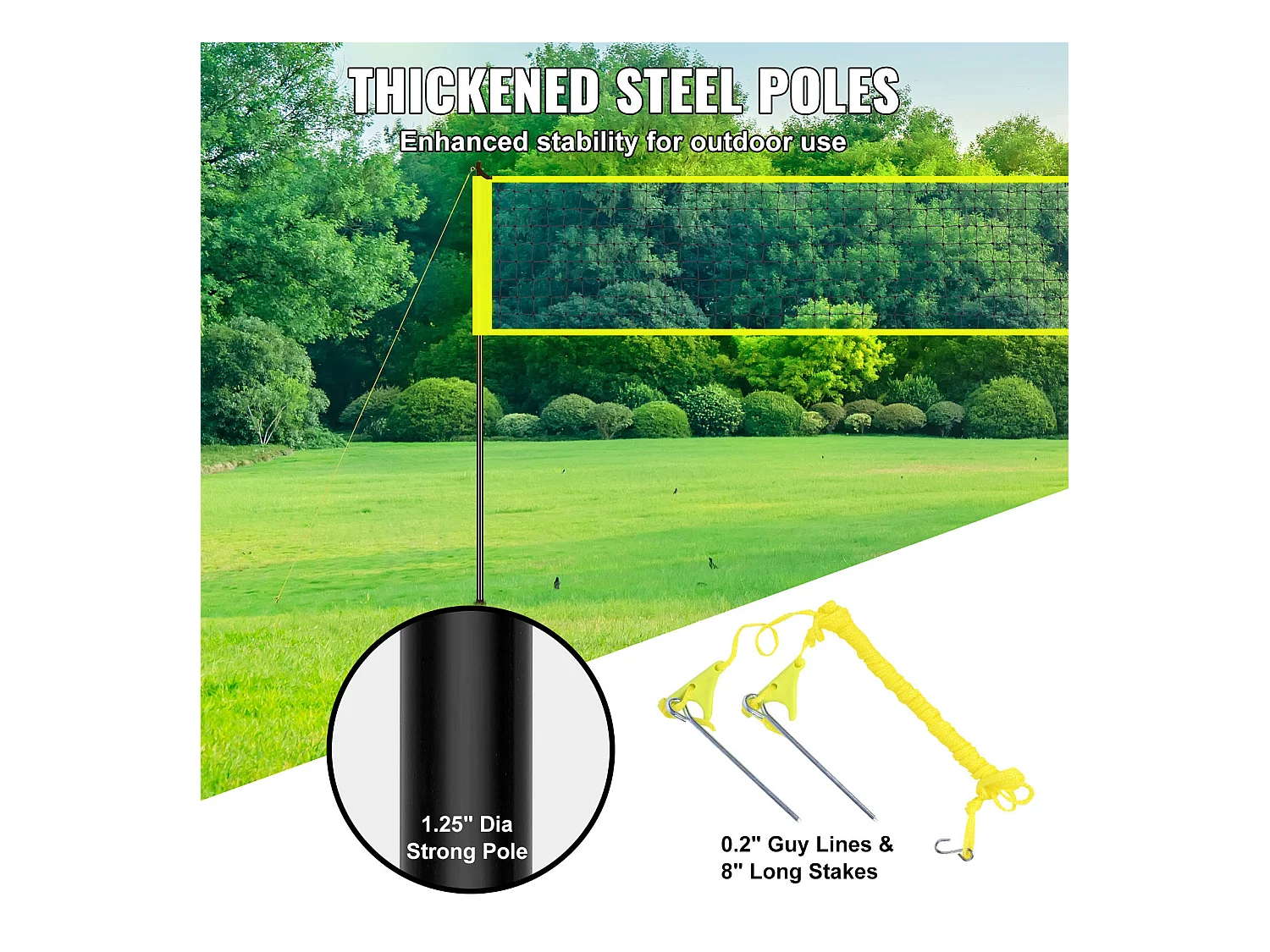 Filet de Volley-Ball SucceBuy Portable D'extérieur de Système, avec Poteaux à Hauteur Réglable, sac de Transport pour Jardin, Plage, Pelouse