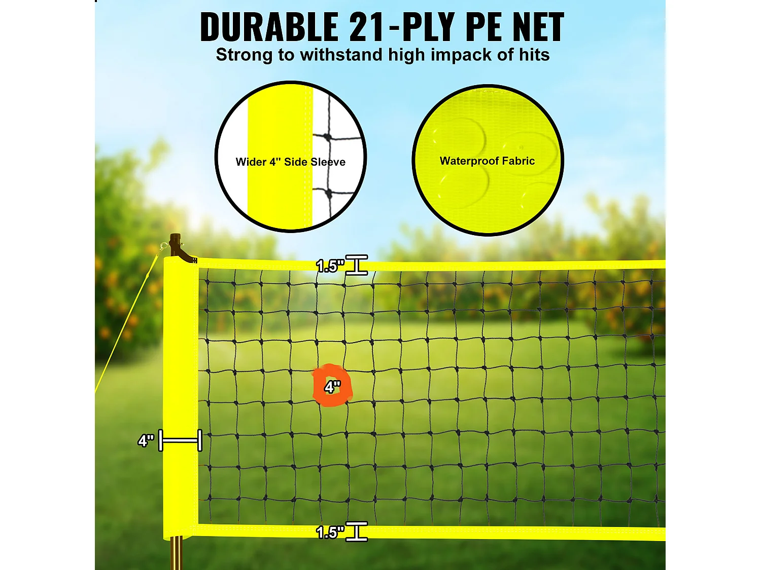 Filet de Volley-Ball SucceBuy Portable D'extérieur de Système, avec Poteaux à Hauteur Réglable, sac de Transport pour Jardin, Plage, Pelouse