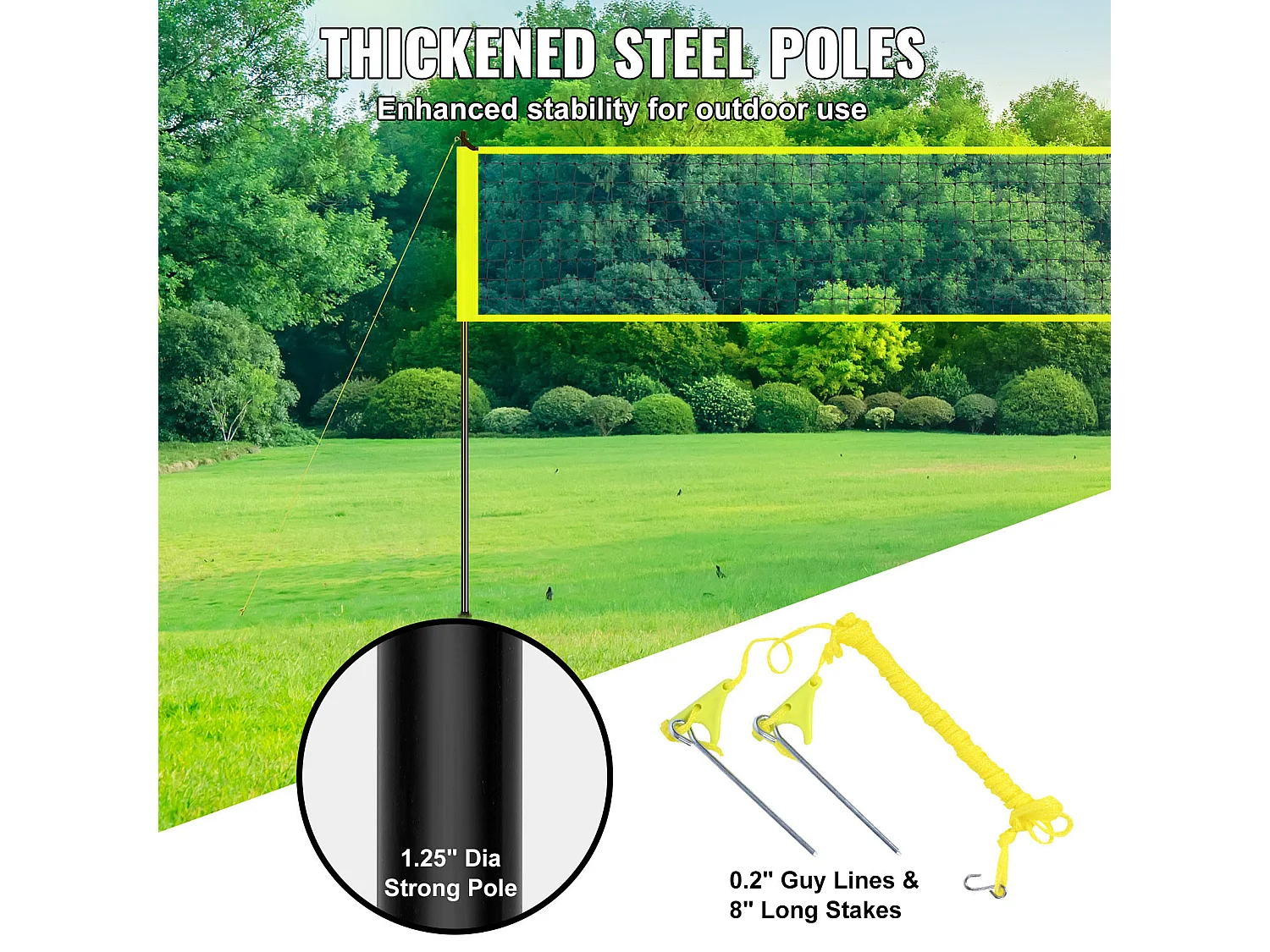 Filet de Volley-Ball SucceBuy Portable D'extérieur de Système, avec Poteaux à Hauteur Réglable, sac de Transport pour Jardin, Plage, Pelouse