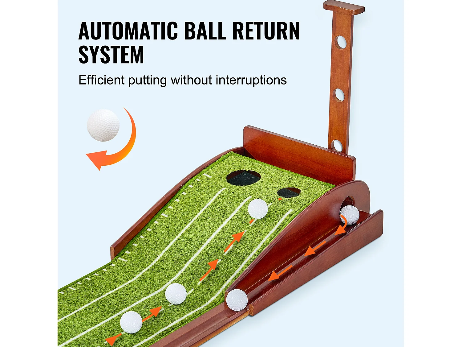 Alfombra de Golf SucceBuy 2 Hoyos para Entrenamiento en Interior, Retorno Automático de Bola, Guía de Alineación, Mini Set de Golf con 3 Bolas