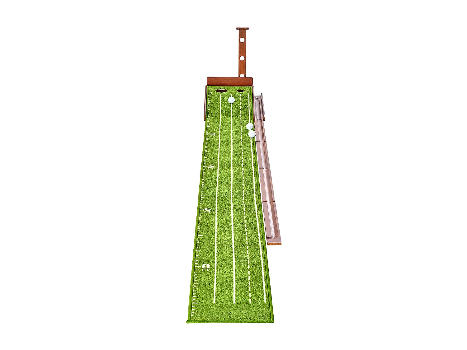 Alfombra de Golf SucceBuy 2 Hoyos para Entrenamiento en Interior, Retorno Automático de Bola, Guía de Alineación, Mini Set de Golf con 3 Bolas