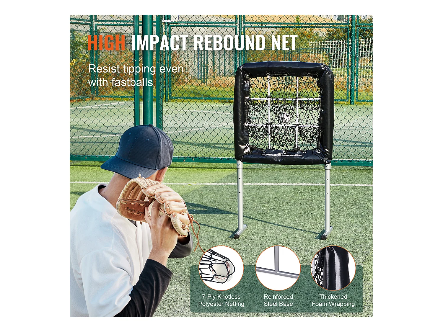 Filet d'Entraînement de Baseball SucceBuy, 69 x 71 cm, Filet de Lancer de Softball de Baseball à 9 Troux, Adapté aux Jeunes et aux Adultes