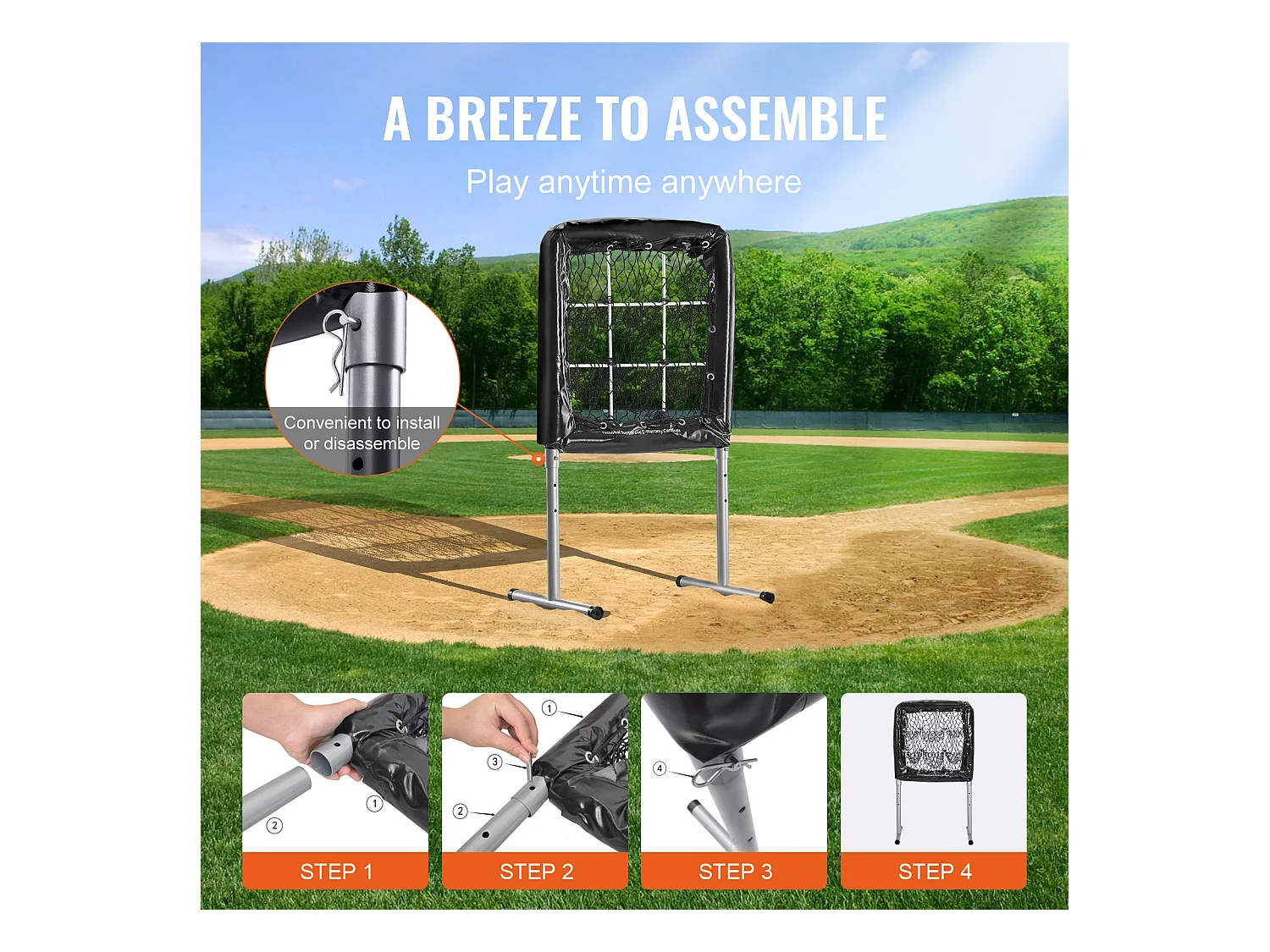 Filet d'Entraînement de Baseball SucceBuy, 69 x 71 cm, Filet de Lancer de Softball de Baseball à 9 Troux, Adapté aux Jeunes et aux Adultes