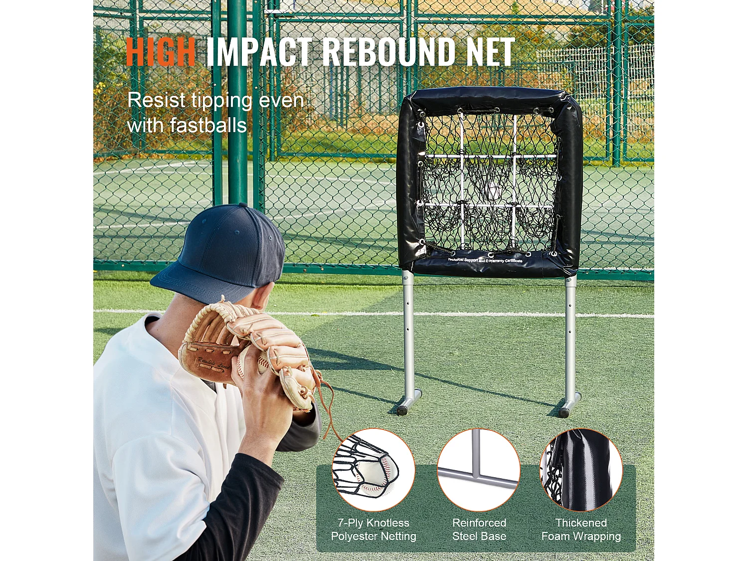 Filet d'Entraînement de Baseball SucceBuy, 69 x 71 cm, Filet de Lancer de Softball de Baseball à 9 Troux, Adapté aux Jeunes et aux Adultes