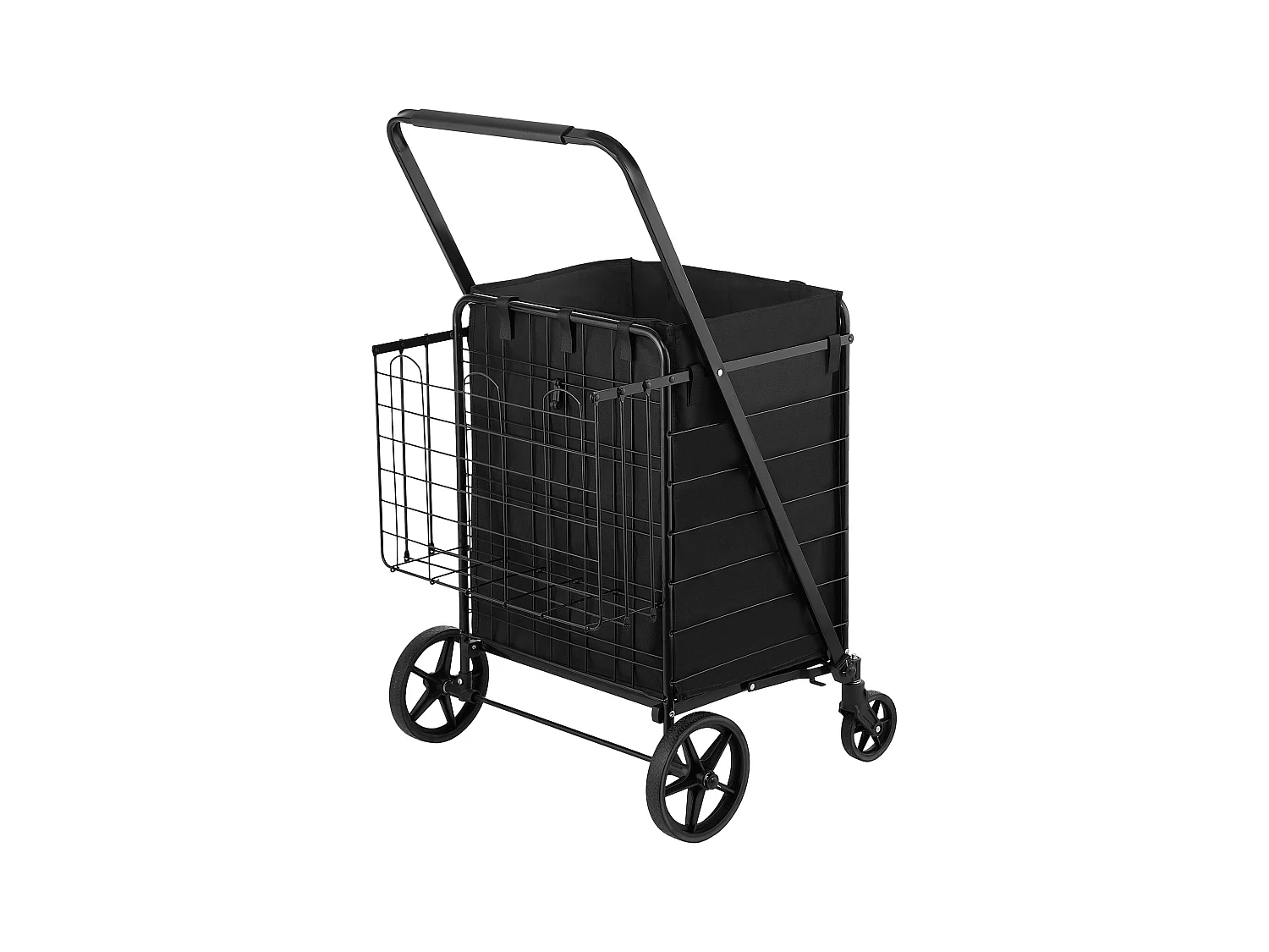 Chariot de Courses SucceBuy Pliable, Chariot D'épicerie Roulant avec Paniers Doubles, Capacité de 150 kg