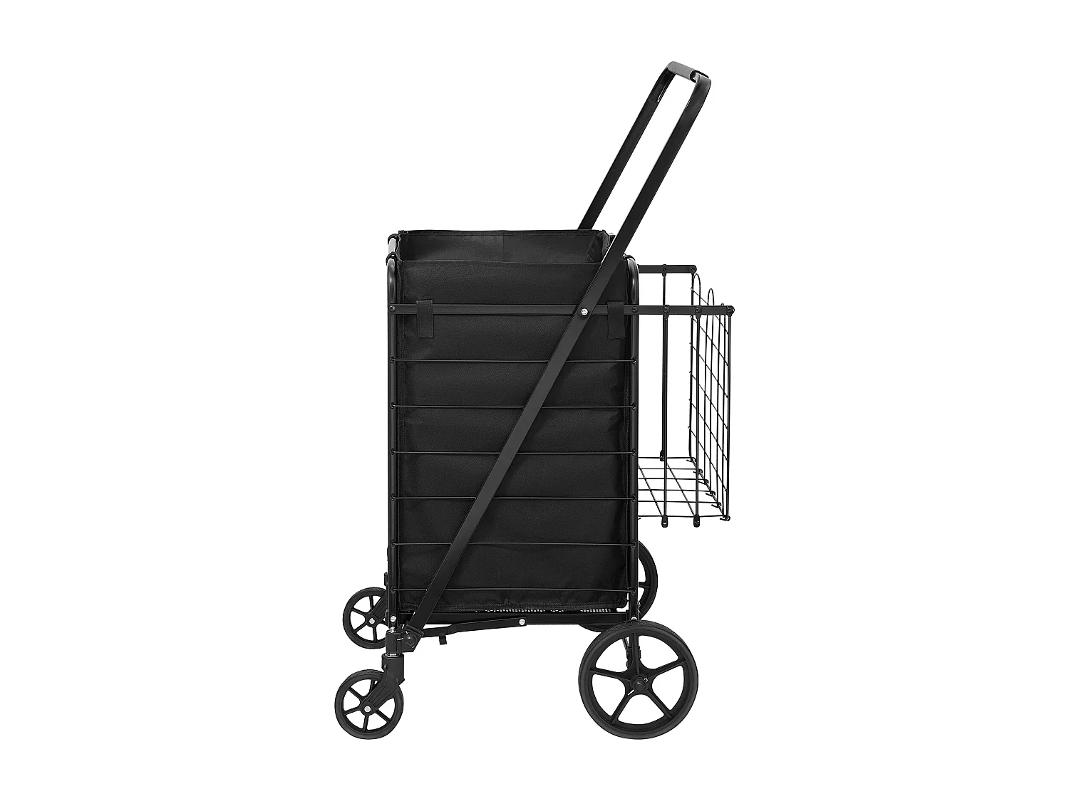 Chariot de Courses SucceBuy Pliable, Chariot D'épicerie Roulant avec Paniers Doubles, Capacité de 150 kg