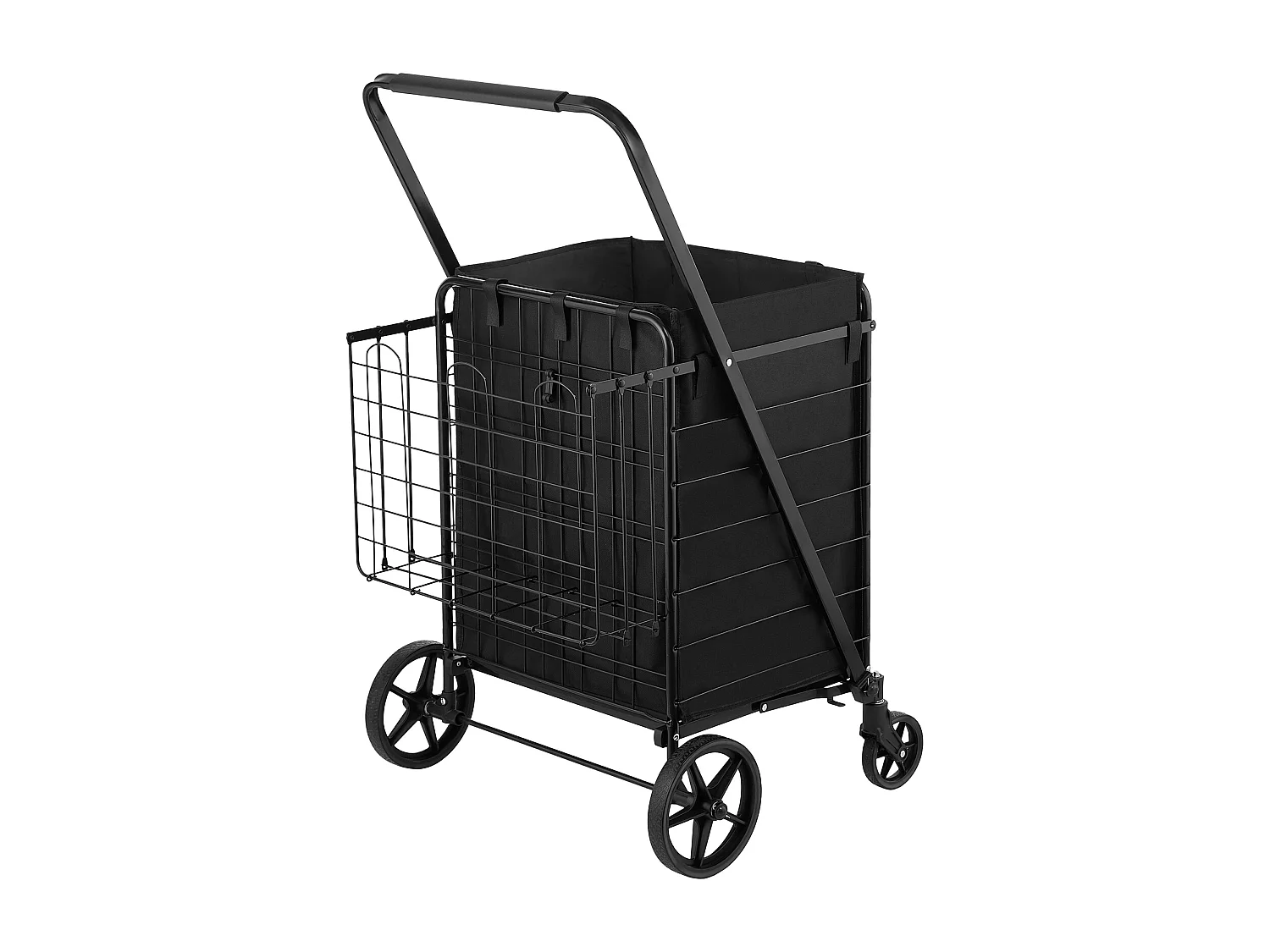 Chariot de Courses SucceBuy Pliable, Chariot D'épicerie Roulant avec Paniers Doubles, Capacité de 150 kg