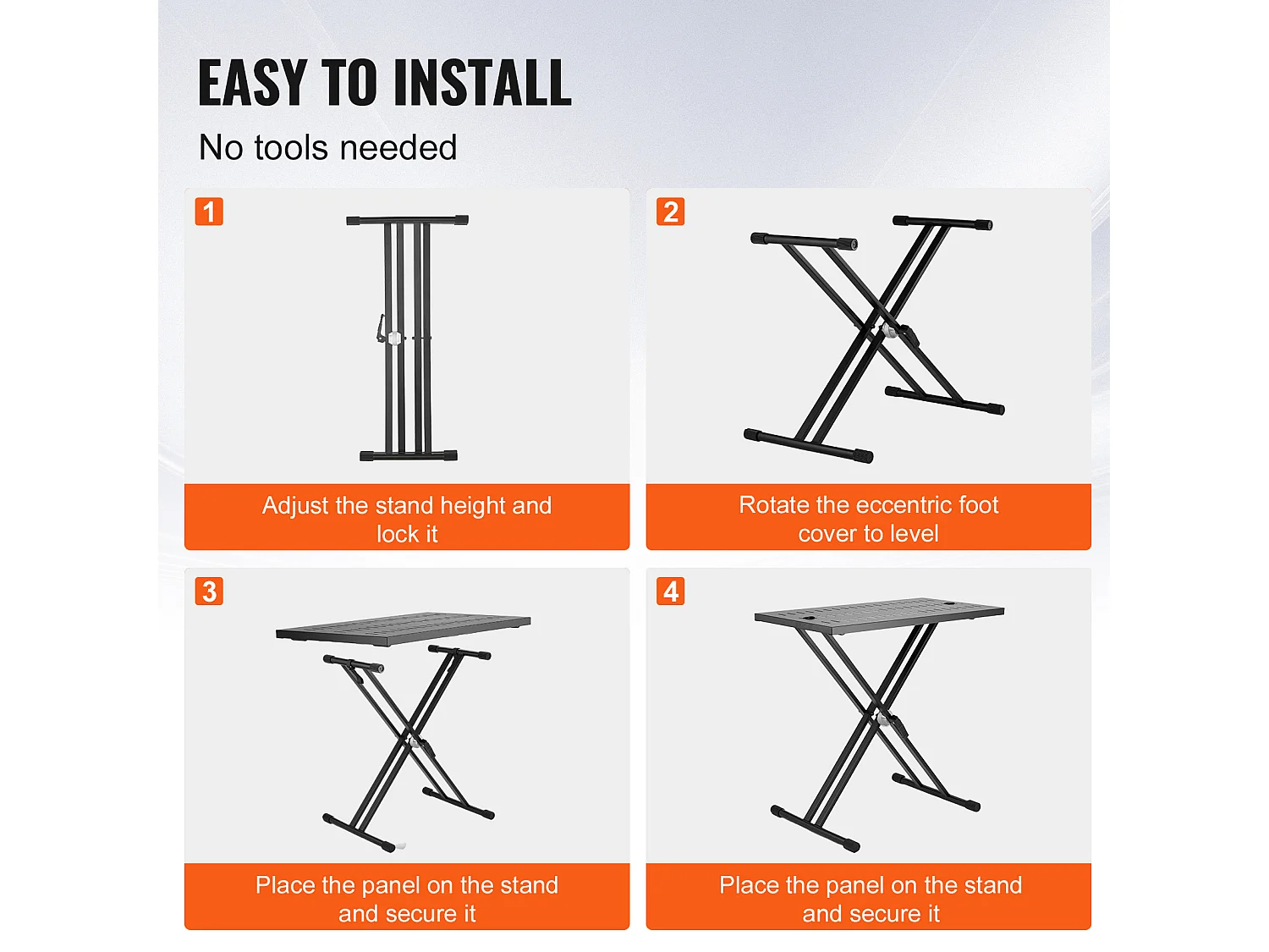 Draagbare DJ-Tafel SucceBuy, DJ-Tafel met Draagbare Laptopsteun, Instelbare Hoogte, Steun met Dubbele X-Versterking