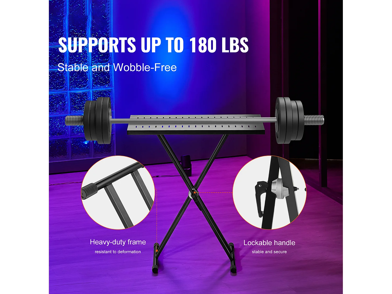 Table DJ Portable SucceBuy, Table DJ avec Support Portable pour Ordinateur Portable, Hauteur Réglable, Support à Double Renfort en X