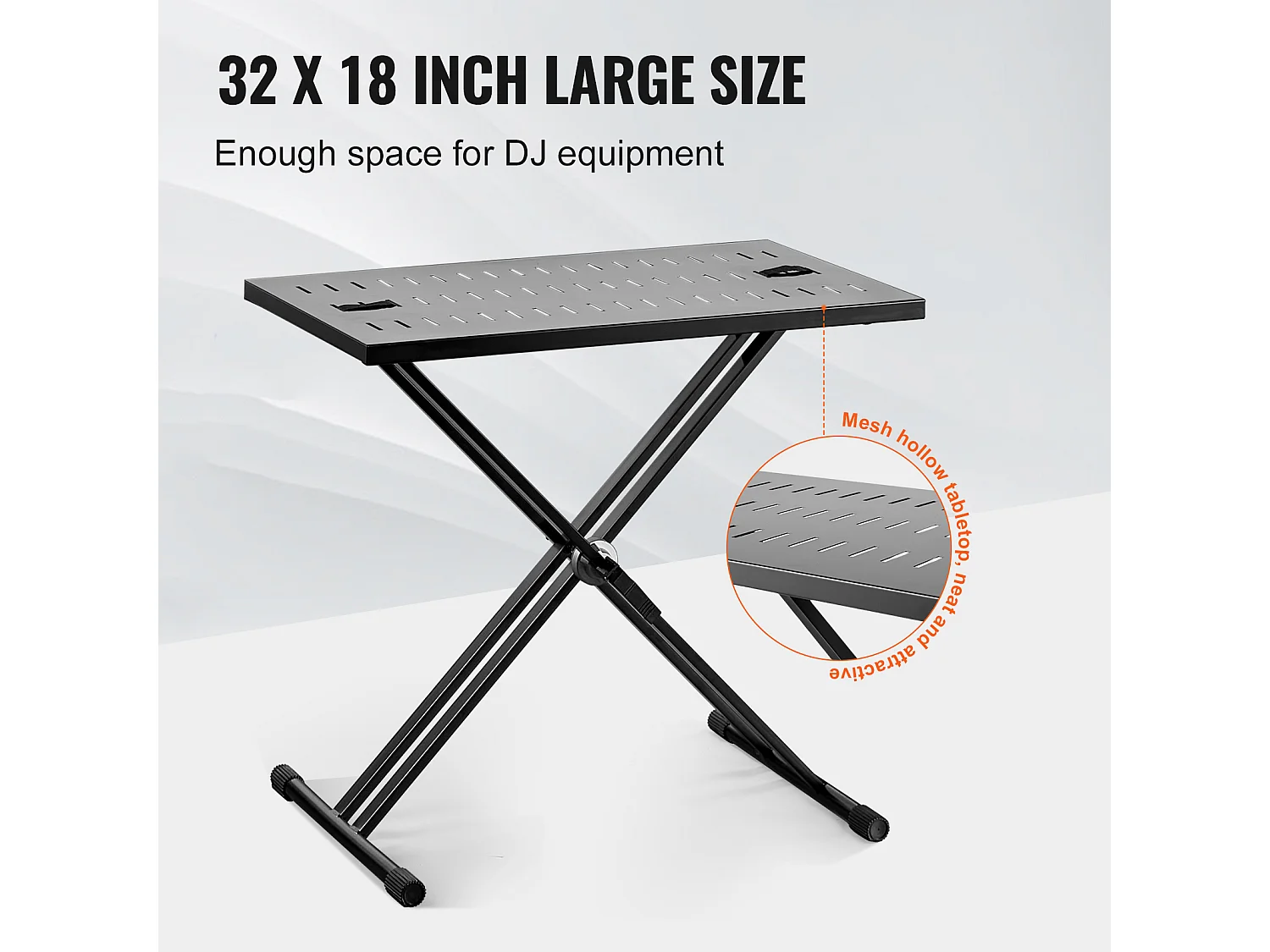 Table DJ Portable SucceBuy, Table DJ avec Support Portable pour Ordinateur Portable, Hauteur Réglable, Support à Double Renfort en X