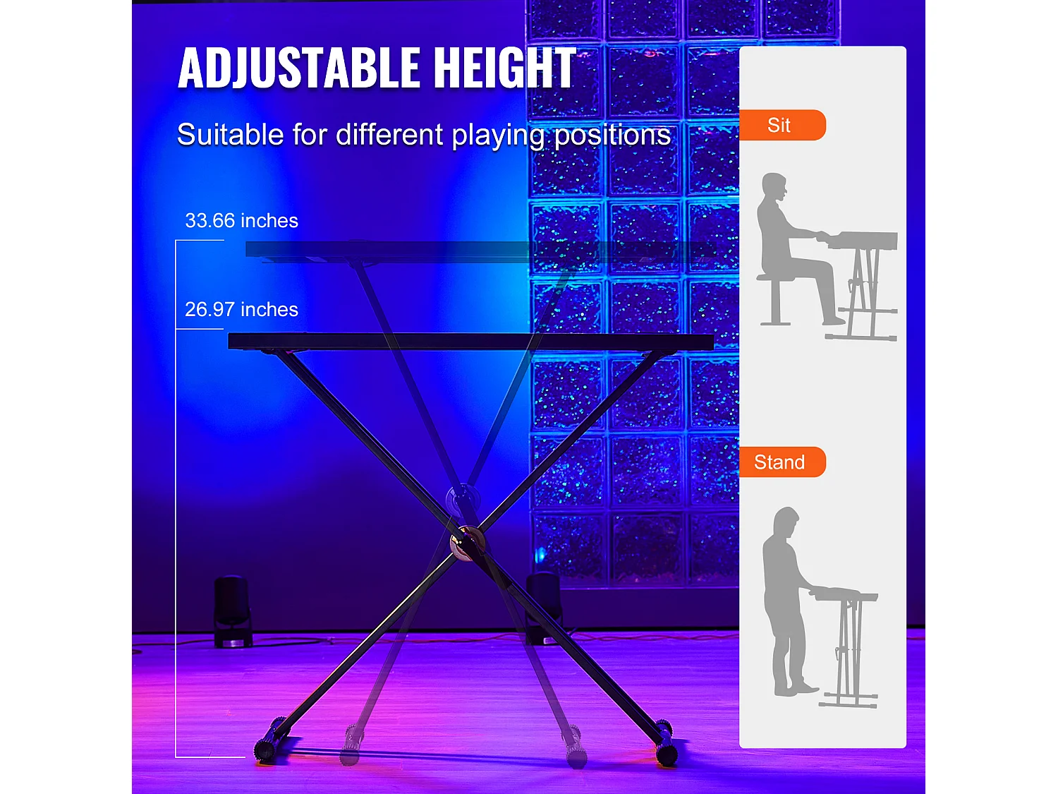 Table DJ Portable SucceBuy, Table DJ avec Support Portable pour Ordinateur Portable, Hauteur Réglable, Support à Double Renfort en X