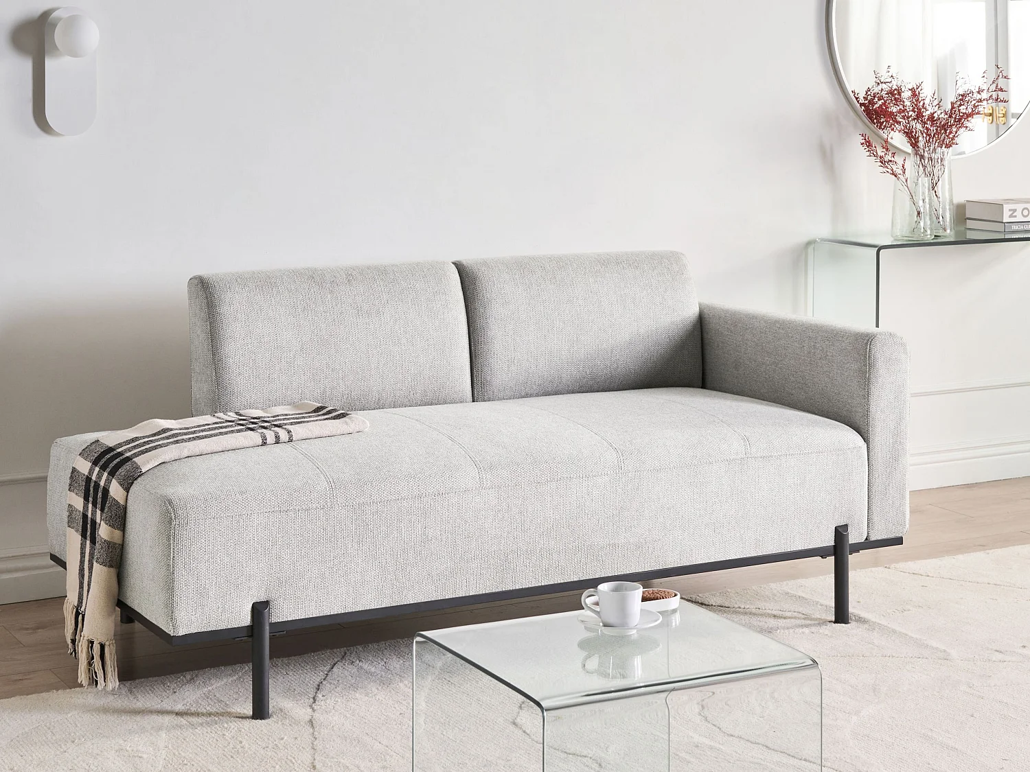 Chaise longue SAVASSE Lin synthétique Gris clair