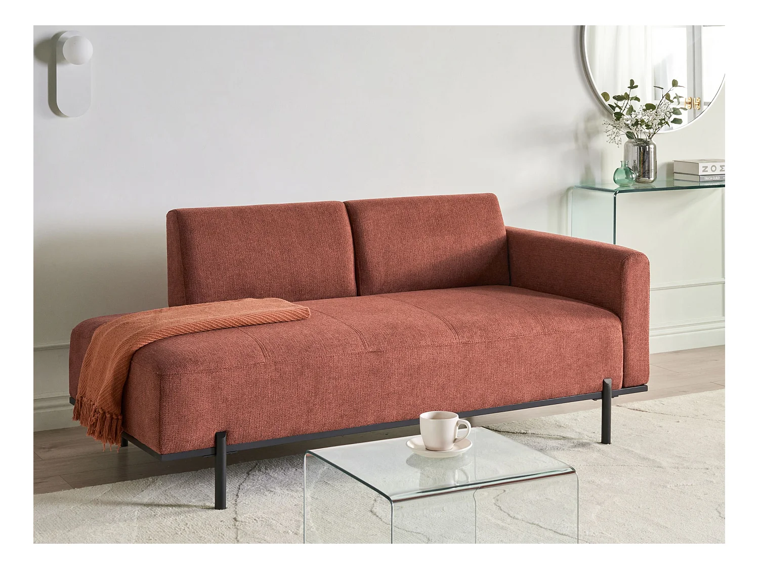 Chaise longue SAVASSE Lin synthétique Rouge clair