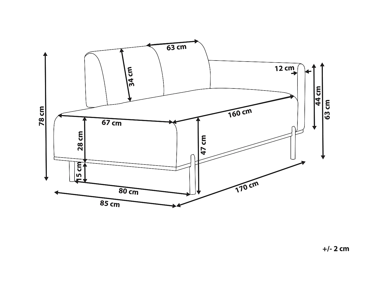 Chaise longue SAVASSE Lin synthétique Rouge clair
