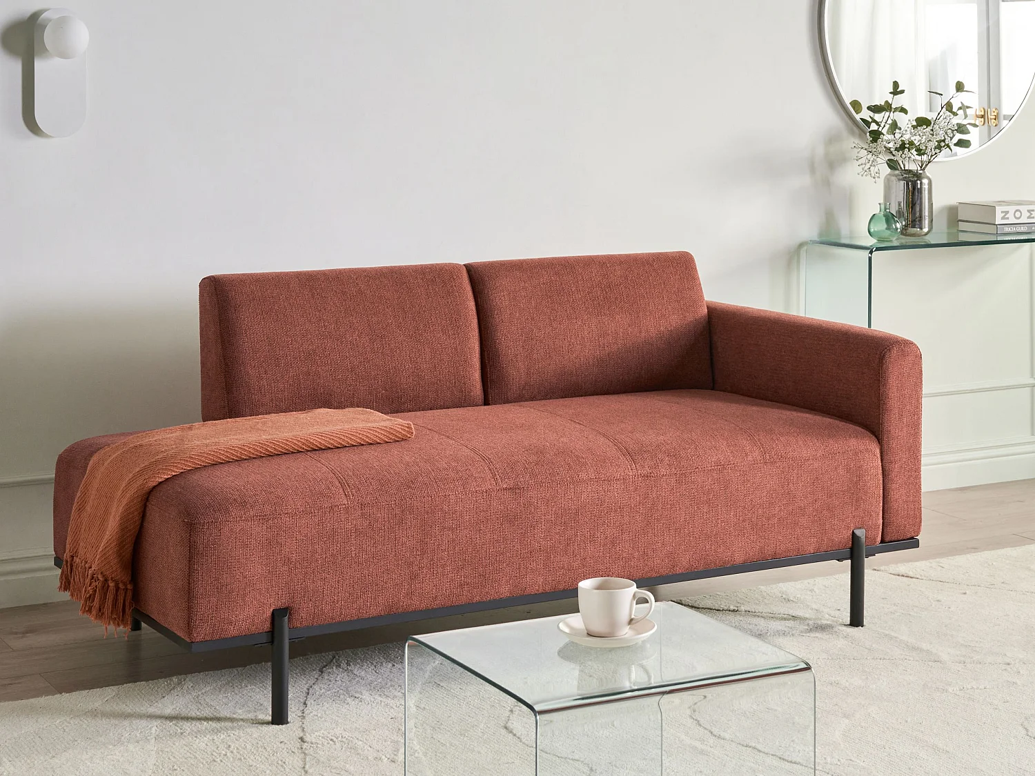 Chaise longue SAVASSE Lin synthétique Rouge clair