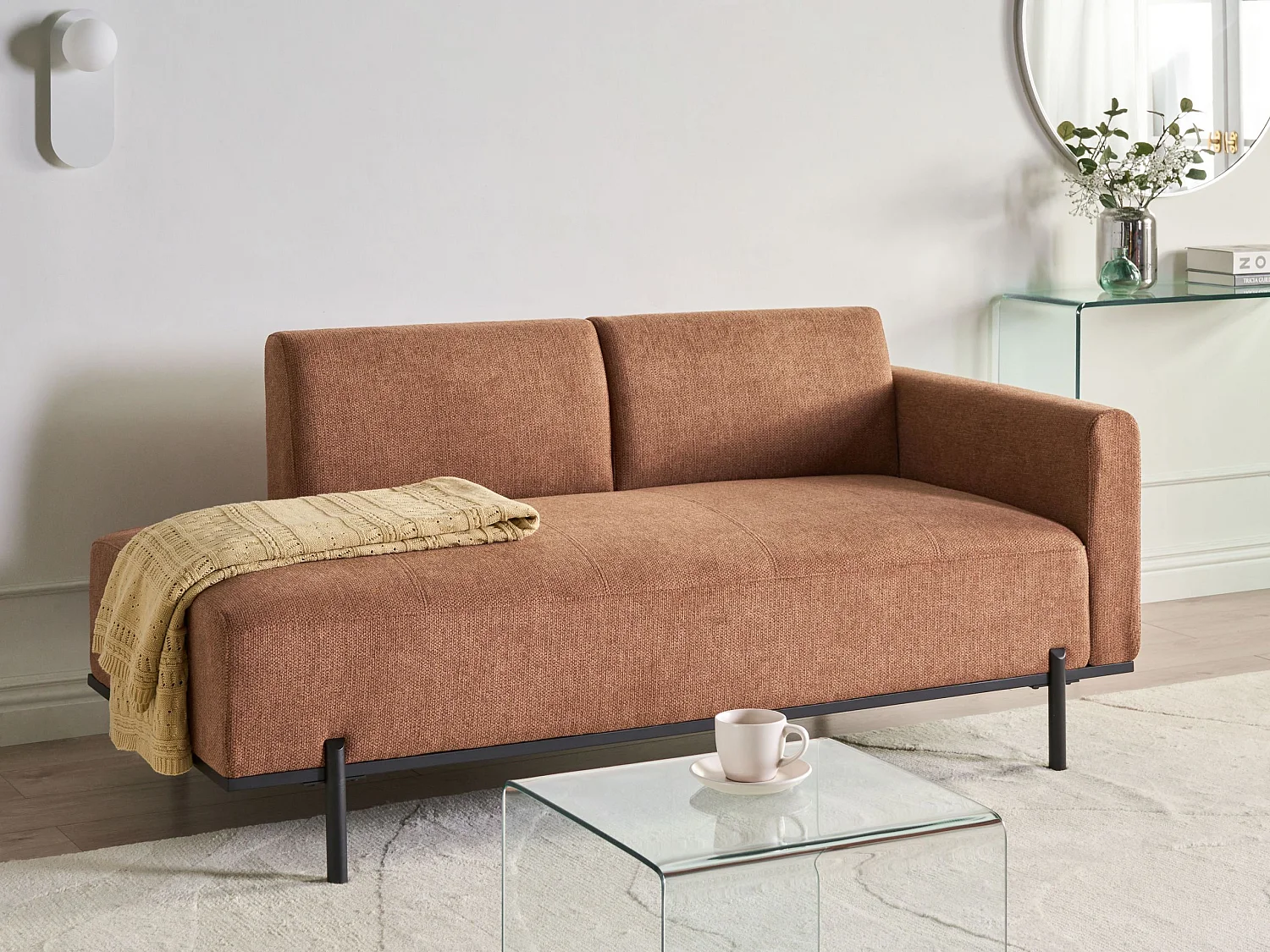 Chaise longue SAVASSE Lin synthétique Marron doré