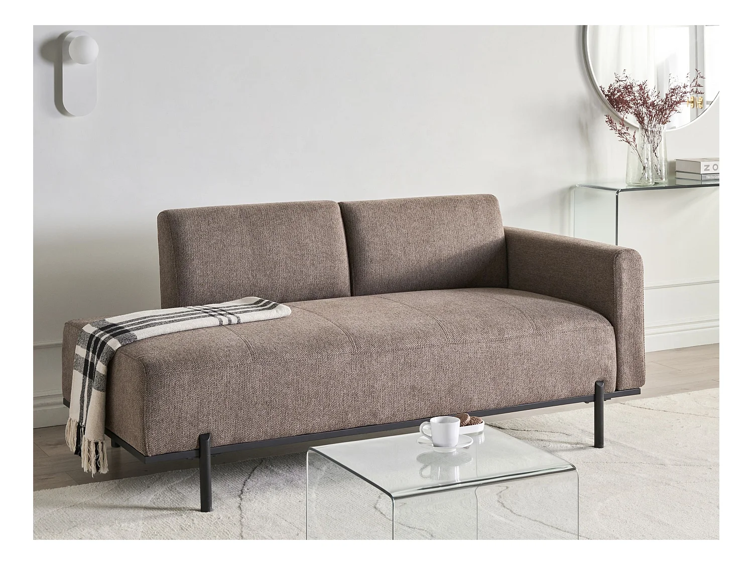 Chaise longue SAVASSE Lin synthétique Marron clair