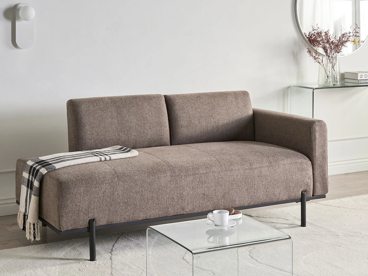 Chaise longue SAVASSE Lin synthétique Marron clair