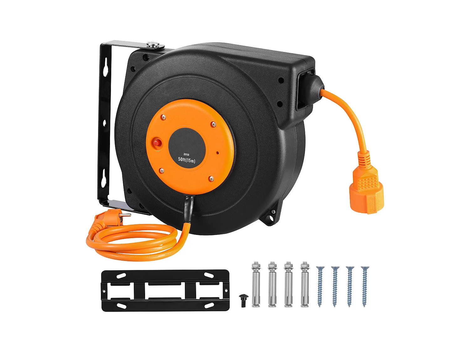 Enrouleur de Câble Extension Rétractable SucceBuy, 15 m, 1000 W, 1 m Câble d'Entrée