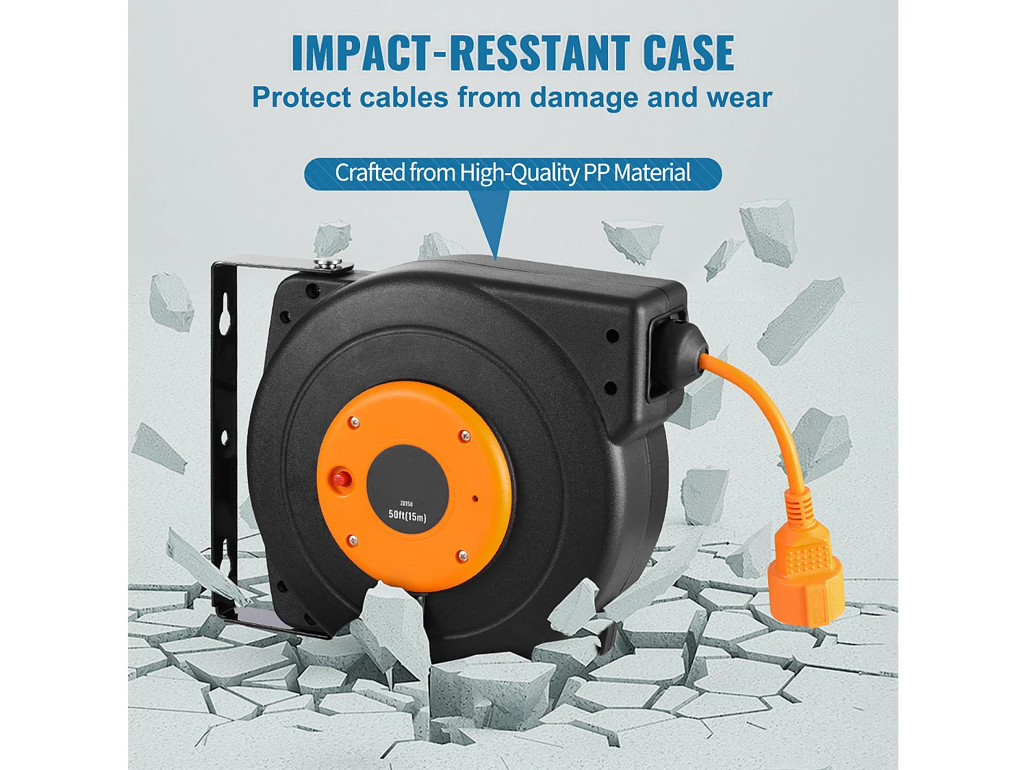 Enrouleur de Câble Extension Rétractable SucceBuy, 15 m, 1000 W, 1 m Câble d'Entrée